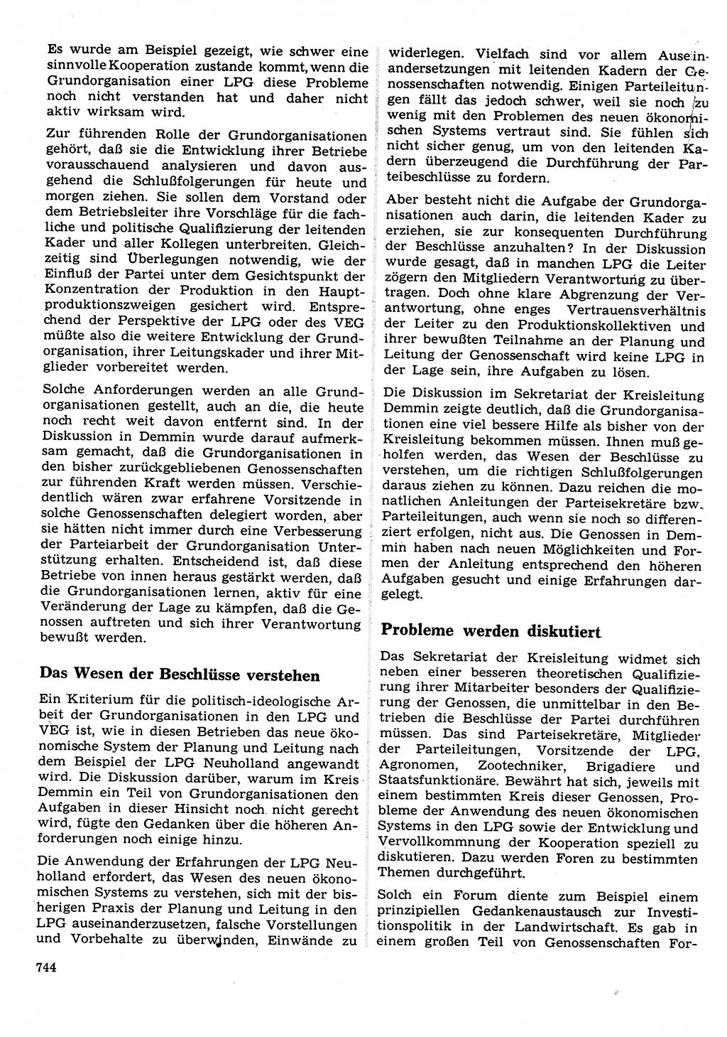 Neuer Weg (NW), Organ des Zentralkomitees (ZK) der SED (Sozialistische Einheitspartei Deutschlands) für Fragen des Parteilebens, 22. Jahrgang [Deutsche Demokratische Republik (DDR)] 1967, Seite 744 (NW ZK SED DDR 1967, S. 744)