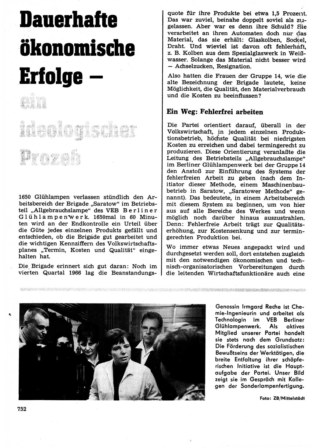 Neuer Weg (NW), Organ des Zentralkomitees (ZK) der SED (Sozialistische Einheitspartei Deutschlands) für Fragen des Parteilebens, 22. Jahrgang [Deutsche Demokratische Republik (DDR)] 1967, Seite 752 (NW ZK SED DDR 1967, S. 752)