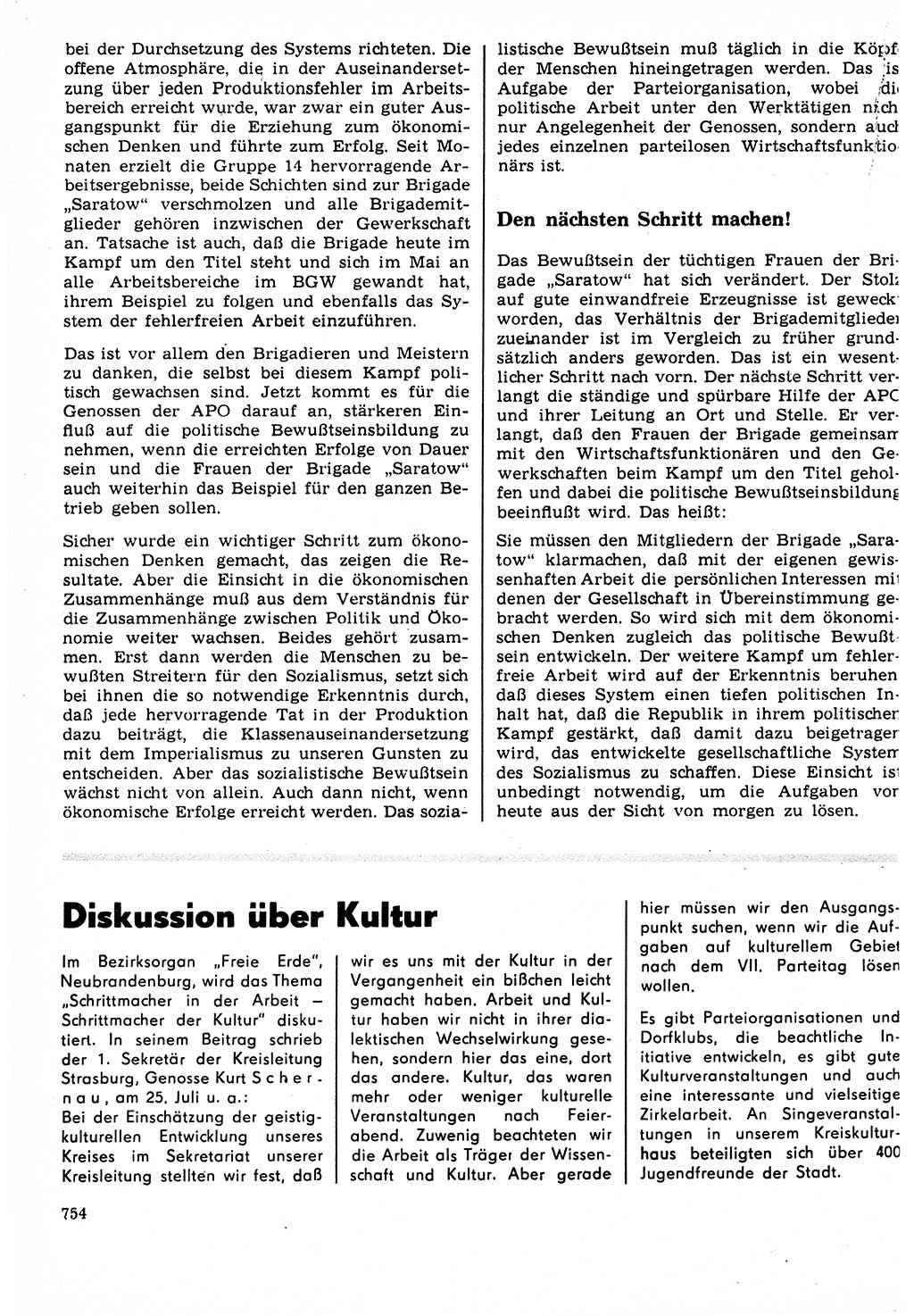 Neuer Weg (NW), Organ des Zentralkomitees (ZK) der SED (Sozialistische Einheitspartei Deutschlands) für Fragen des Parteilebens, 22. Jahrgang [Deutsche Demokratische Republik (DDR)] 1967, Seite 754 (NW ZK SED DDR 1967, S. 754)