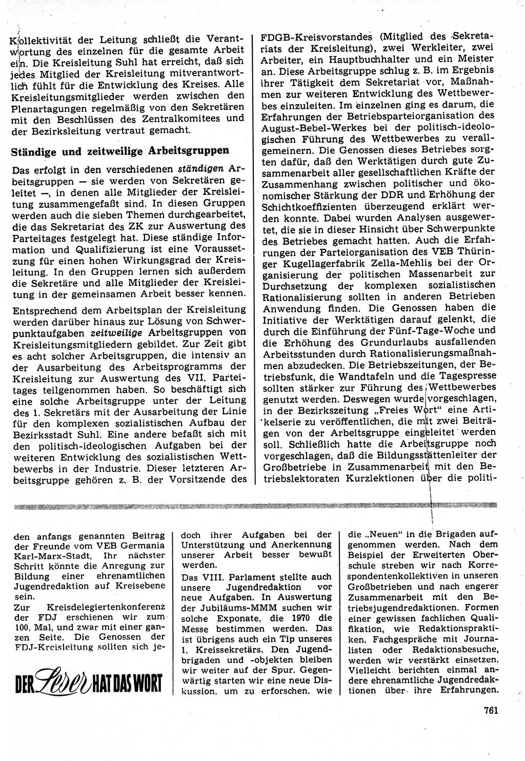 Neuer Weg (NW), Organ des Zentralkomitees (ZK) der SED (Sozialistische Einheitspartei Deutschlands) für Fragen des Parteilebens, 22. Jahrgang [Deutsche Demokratische Republik (DDR)] 1967, Seite 761 (NW ZK SED DDR 1967, S. 761)