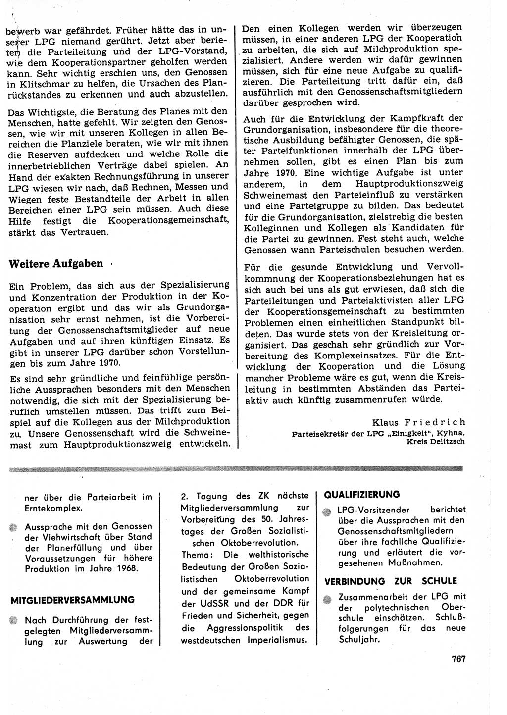 Neuer Weg (NW), Organ des Zentralkomitees (ZK) der SED (Sozialistische Einheitspartei Deutschlands) für Fragen des Parteilebens, 22. Jahrgang [Deutsche Demokratische Republik (DDR)] 1967, Seite 767 (NW ZK SED DDR 1967, S. 767)