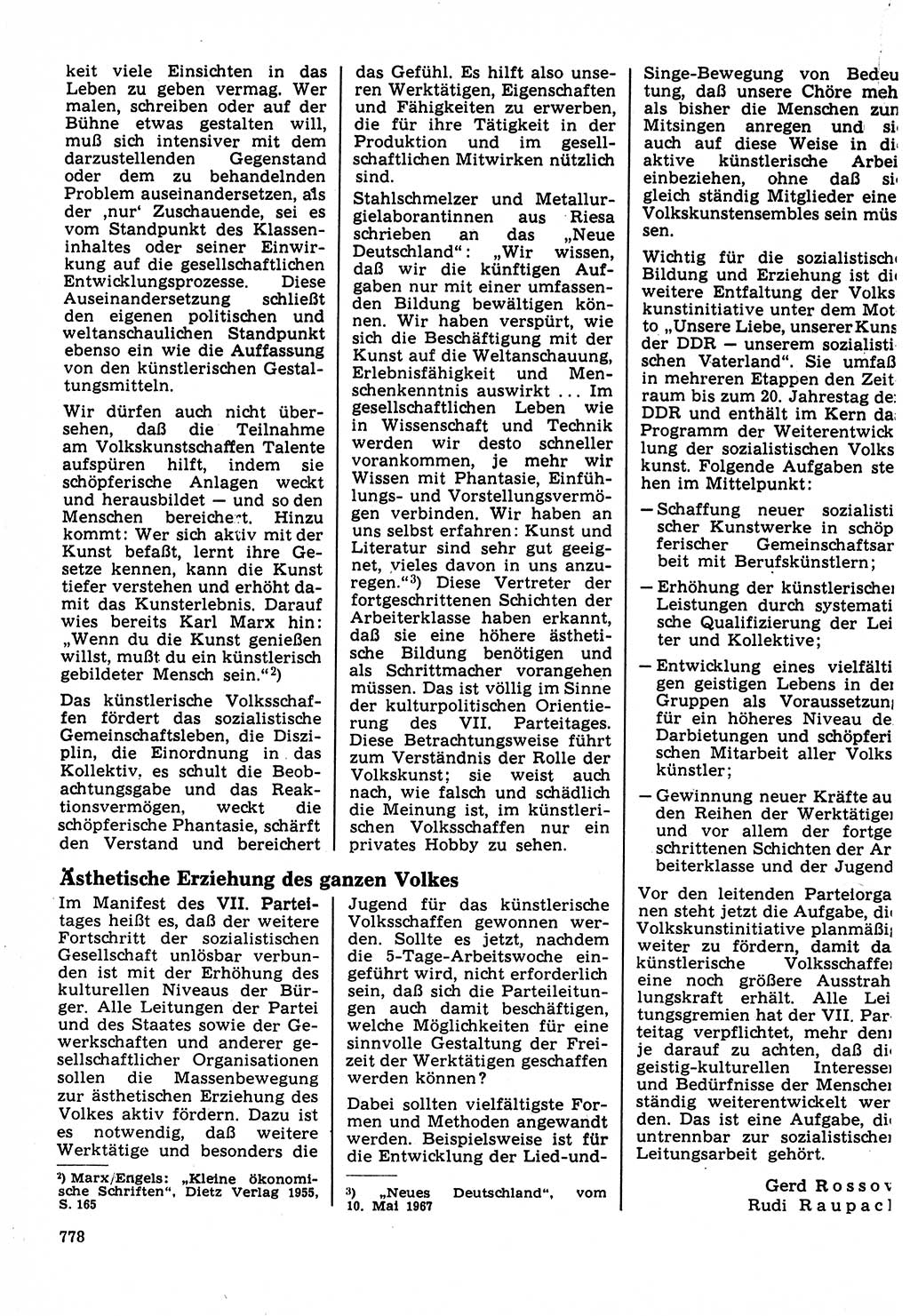 Neuer Weg (NW), Organ des Zentralkomitees (ZK) der SED (Sozialistische Einheitspartei Deutschlands) für Fragen des Parteilebens, 22. Jahrgang [Deutsche Demokratische Republik (DDR)] 1967, Seite 778 (NW ZK SED DDR 1967, S. 778)