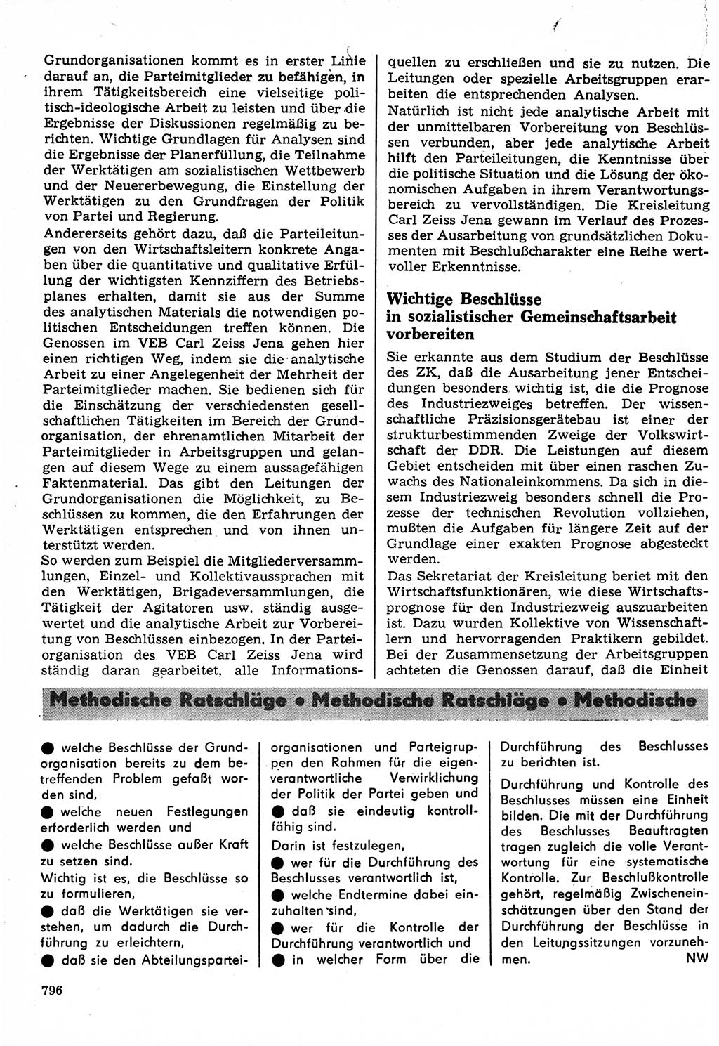 Neuer Weg (NW), Organ des Zentralkomitees (ZK) der SED (Sozialistische Einheitspartei Deutschlands) für Fragen des Parteilebens, 22. Jahrgang [Deutsche Demokratische Republik (DDR)] 1967, Seite 796 (NW ZK SED DDR 1967, S. 796)
