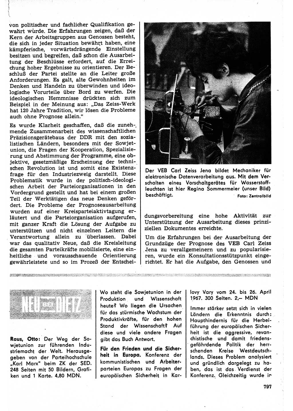 Neuer Weg (NW), Organ des Zentralkomitees (ZK) der SED (Sozialistische Einheitspartei Deutschlands) für Fragen des Parteilebens, 22. Jahrgang [Deutsche Demokratische Republik (DDR)] 1967, Seite 797 (NW ZK SED DDR 1967, S. 797)