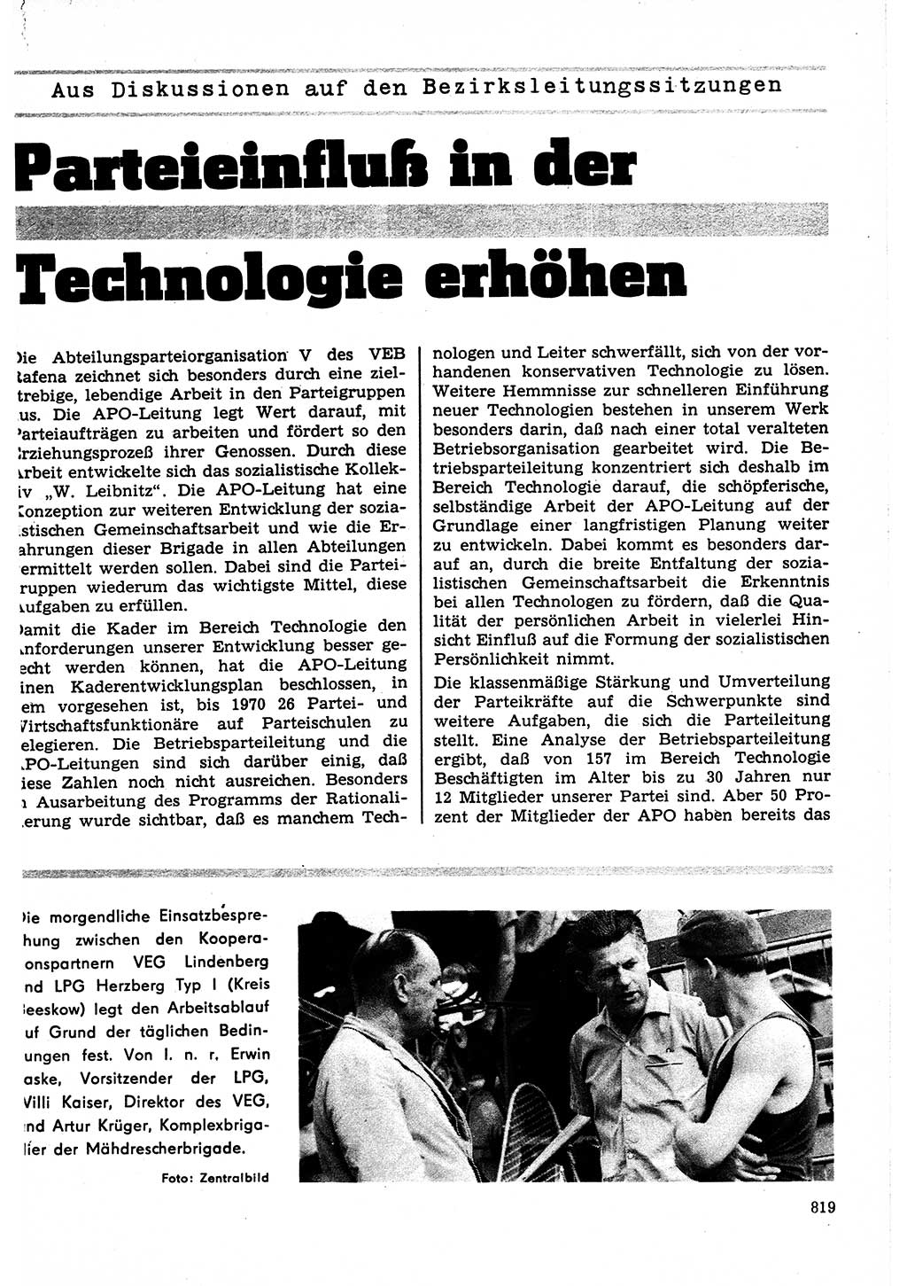 Neuer Weg (NW), Organ des Zentralkomitees (ZK) der SED (Sozialistische Einheitspartei Deutschlands) für Fragen des Parteilebens, 22. Jahrgang [Deutsche Demokratische Republik (DDR)] 1967, Seite 819 (NW ZK SED DDR 1967, S. 819)