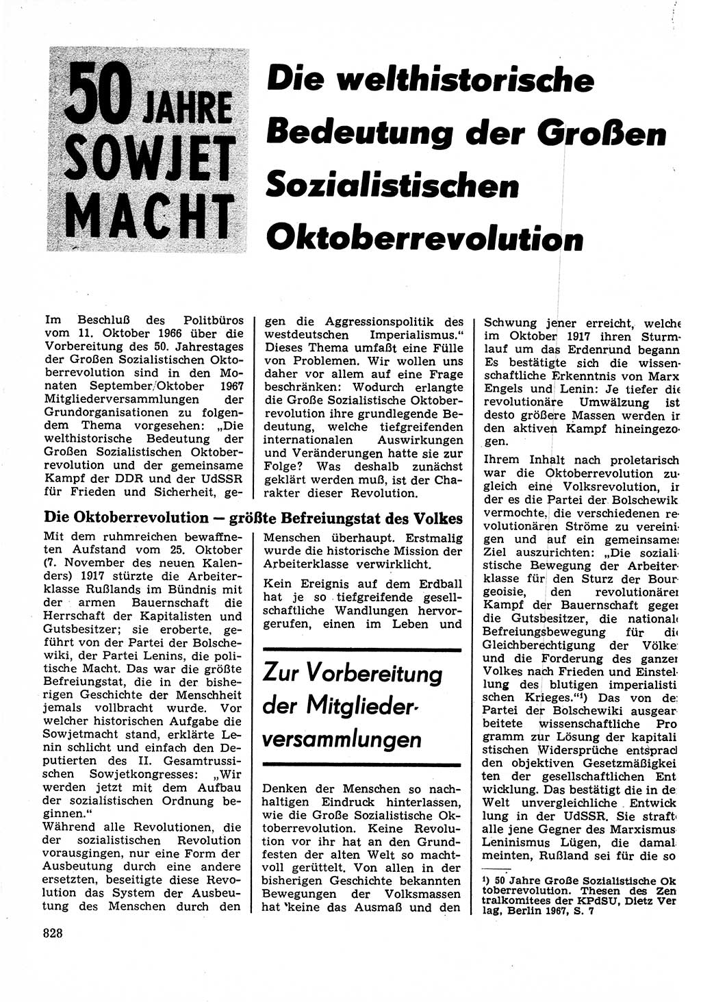 Neuer Weg (NW), Organ des Zentralkomitees (ZK) der SED (Sozialistische Einheitspartei Deutschlands) für Fragen des Parteilebens, 22. Jahrgang [Deutsche Demokratische Republik (DDR)] 1967, Seite 828 (NW ZK SED DDR 1967, S. 828)