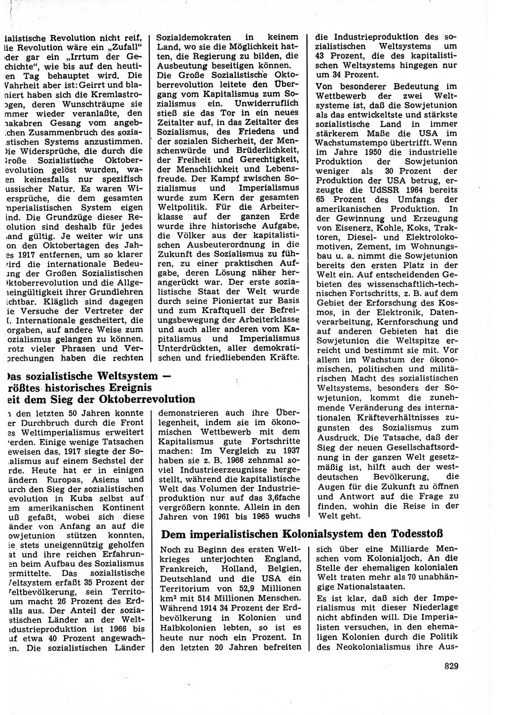 Neuer Weg (NW), Organ des Zentralkomitees (ZK) der SED (Sozialistische Einheitspartei Deutschlands) für Fragen des Parteilebens, 22. Jahrgang [Deutsche Demokratische Republik (DDR)] 1967, Seite 829 (NW ZK SED DDR 1967, S. 829)
