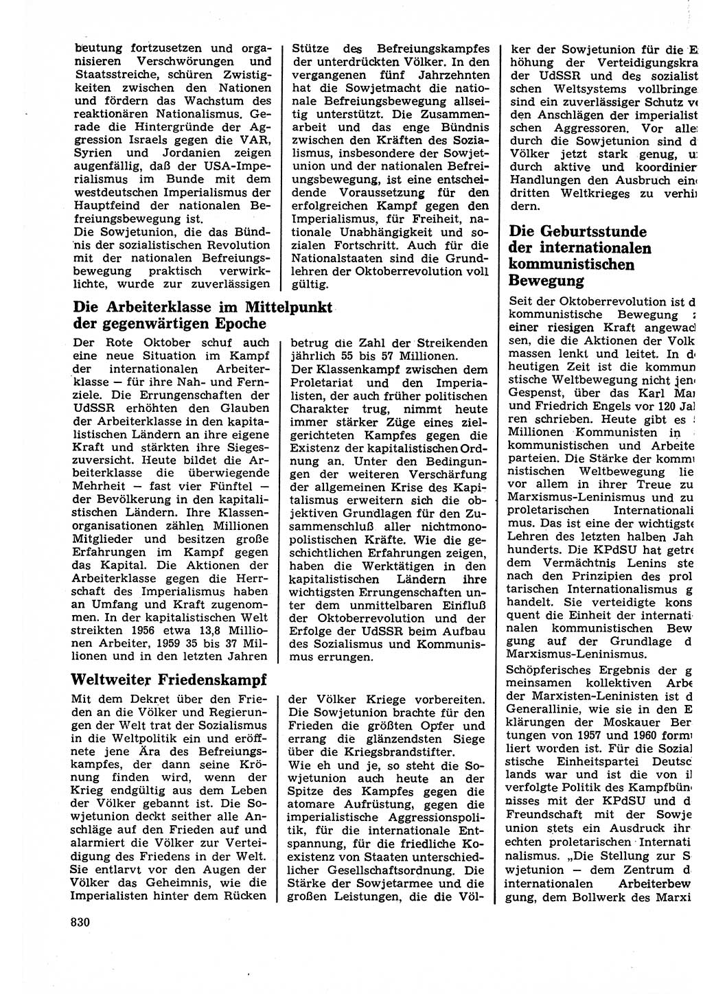 Neuer Weg (NW), Organ des Zentralkomitees (ZK) der SED (Sozialistische Einheitspartei Deutschlands) für Fragen des Parteilebens, 22. Jahrgang [Deutsche Demokratische Republik (DDR)] 1967, Seite 830 (NW ZK SED DDR 1967, S. 830)