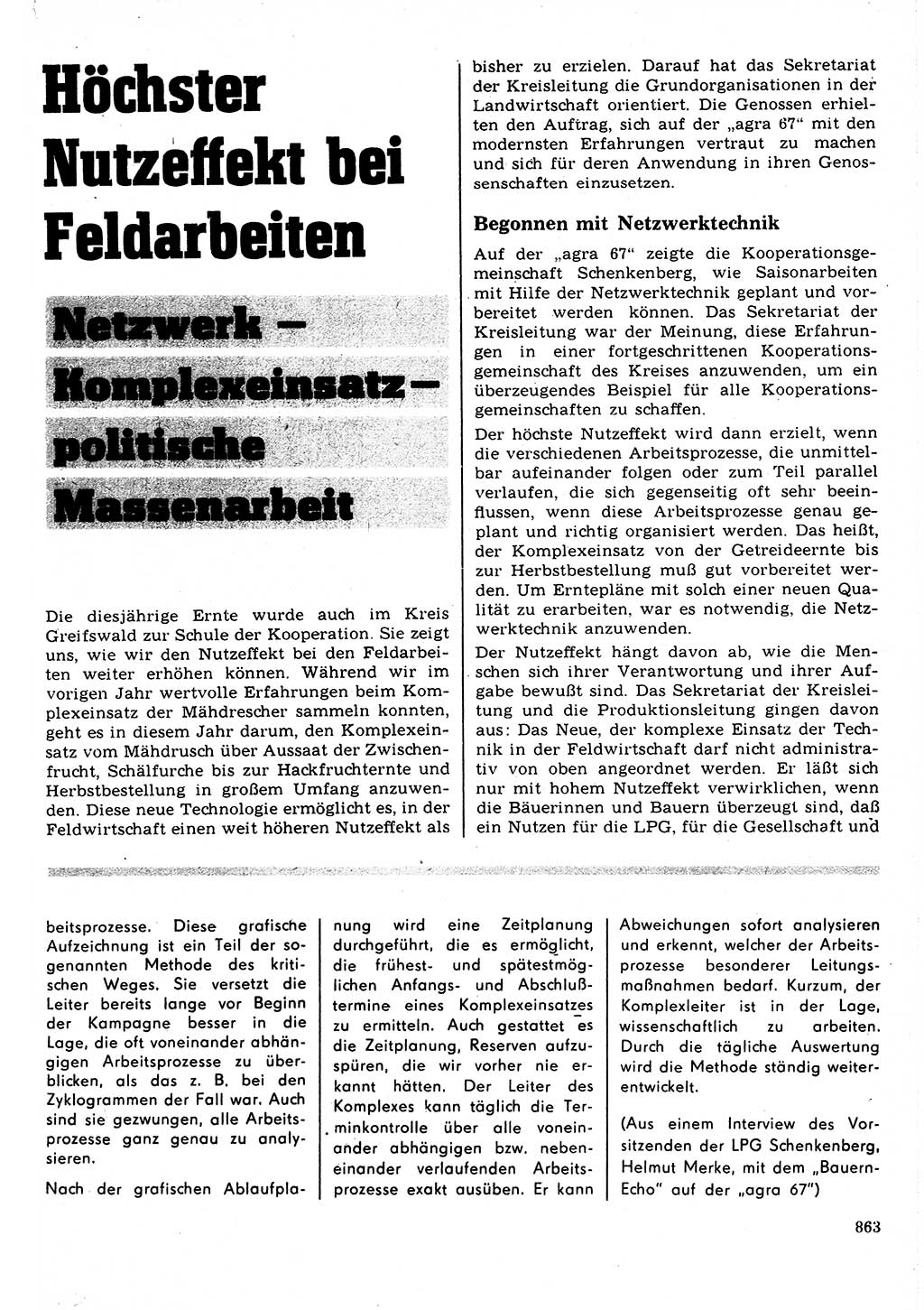 Neuer Weg (NW), Organ des Zentralkomitees (ZK) der SED (Sozialistische Einheitspartei Deutschlands) für Fragen des Parteilebens, 22. Jahrgang [Deutsche Demokratische Republik (DDR)] 1967, Seite 863 (NW ZK SED DDR 1967, S. 863)