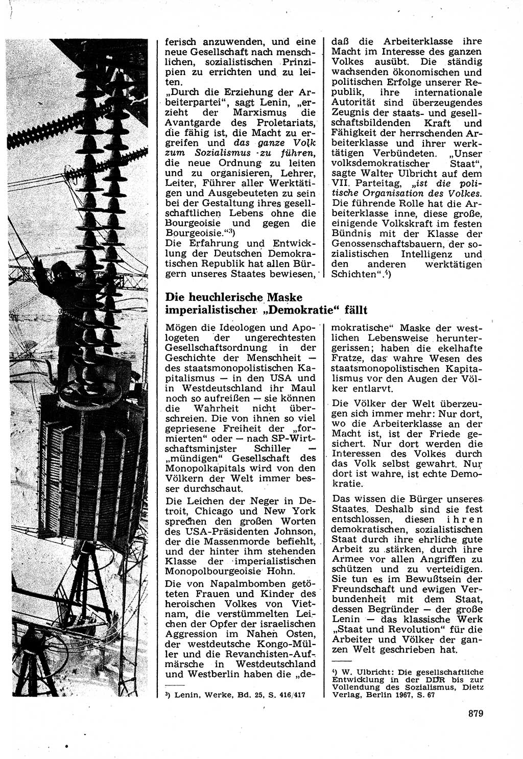 Neuer Weg (NW), Organ des Zentralkomitees (ZK) der SED (Sozialistische Einheitspartei Deutschlands) für Fragen des Parteilebens, 22. Jahrgang [Deutsche Demokratische Republik (DDR)] 1967, Seite 879 (NW ZK SED DDR 1967, S. 879)