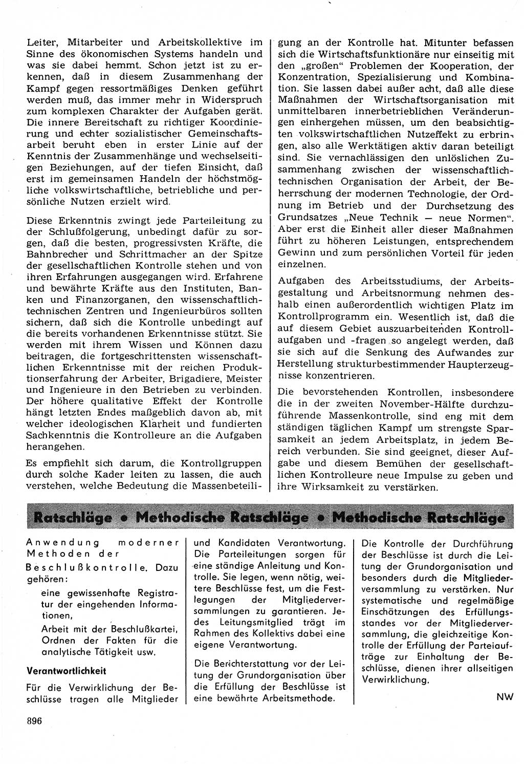 Neuer Weg (NW), Organ des Zentralkomitees (ZK) der SED (Sozialistische Einheitspartei Deutschlands) für Fragen des Parteilebens, 22. Jahrgang [Deutsche Demokratische Republik (DDR)] 1967, Seite 896 (NW ZK SED DDR 1967, S. 896)