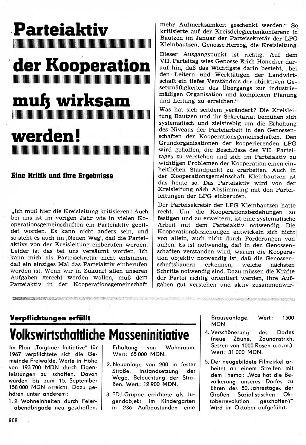 Neuer Weg (NW), Organ des Zentralkomitees (ZK) der SED (Sozialistische Einheitspartei Deutschlands) für Fragen des Parteilebens, 22. Jahrgang [Deutsche Demokratische Republik (DDR)] 1967, Seite 908 (NW ZK SED DDR 1967, S. 908)