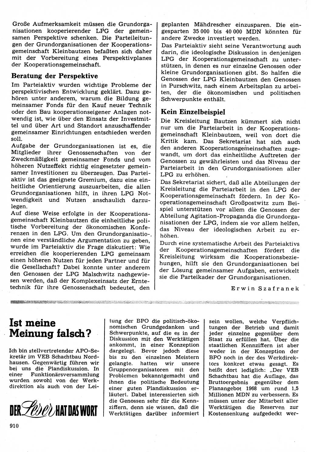 Neuer Weg (NW), Organ des Zentralkomitees (ZK) der SED (Sozialistische Einheitspartei Deutschlands) für Fragen des Parteilebens, 22. Jahrgang [Deutsche Demokratische Republik (DDR)] 1967, Seite 910 (NW ZK SED DDR 1967, S. 910)