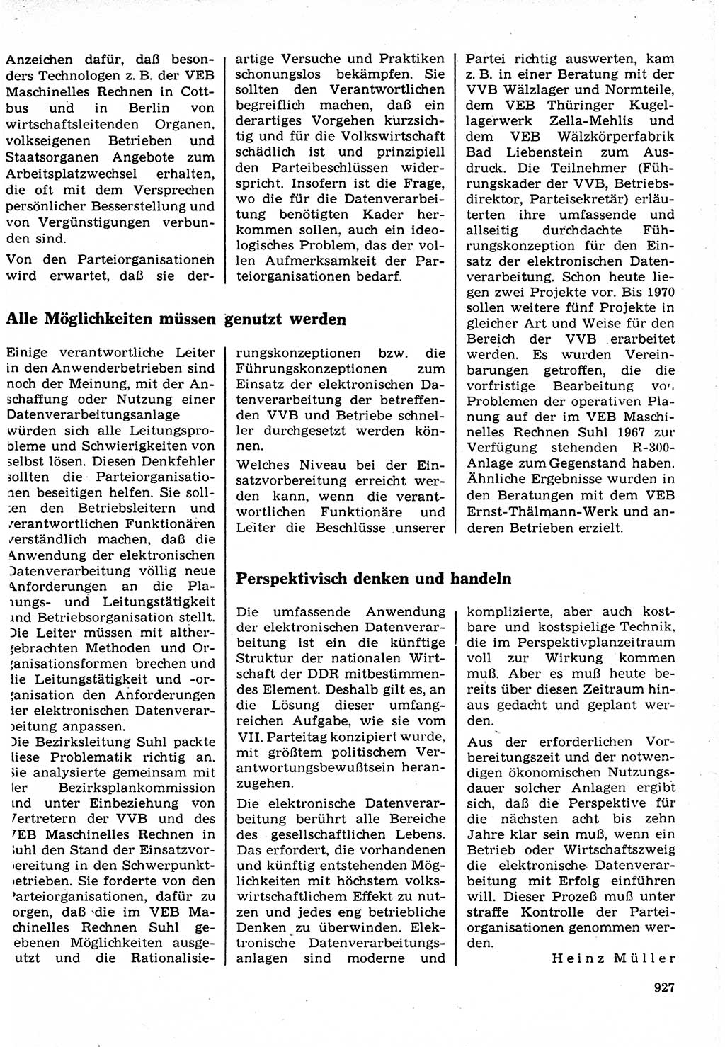 Neuer Weg (NW), Organ des Zentralkomitees (ZK) der SED (Sozialistische Einheitspartei Deutschlands) für Fragen des Parteilebens, 22. Jahrgang [Deutsche Demokratische Republik (DDR)] 1967, Seite 927 (NW ZK SED DDR 1967, S. 927)