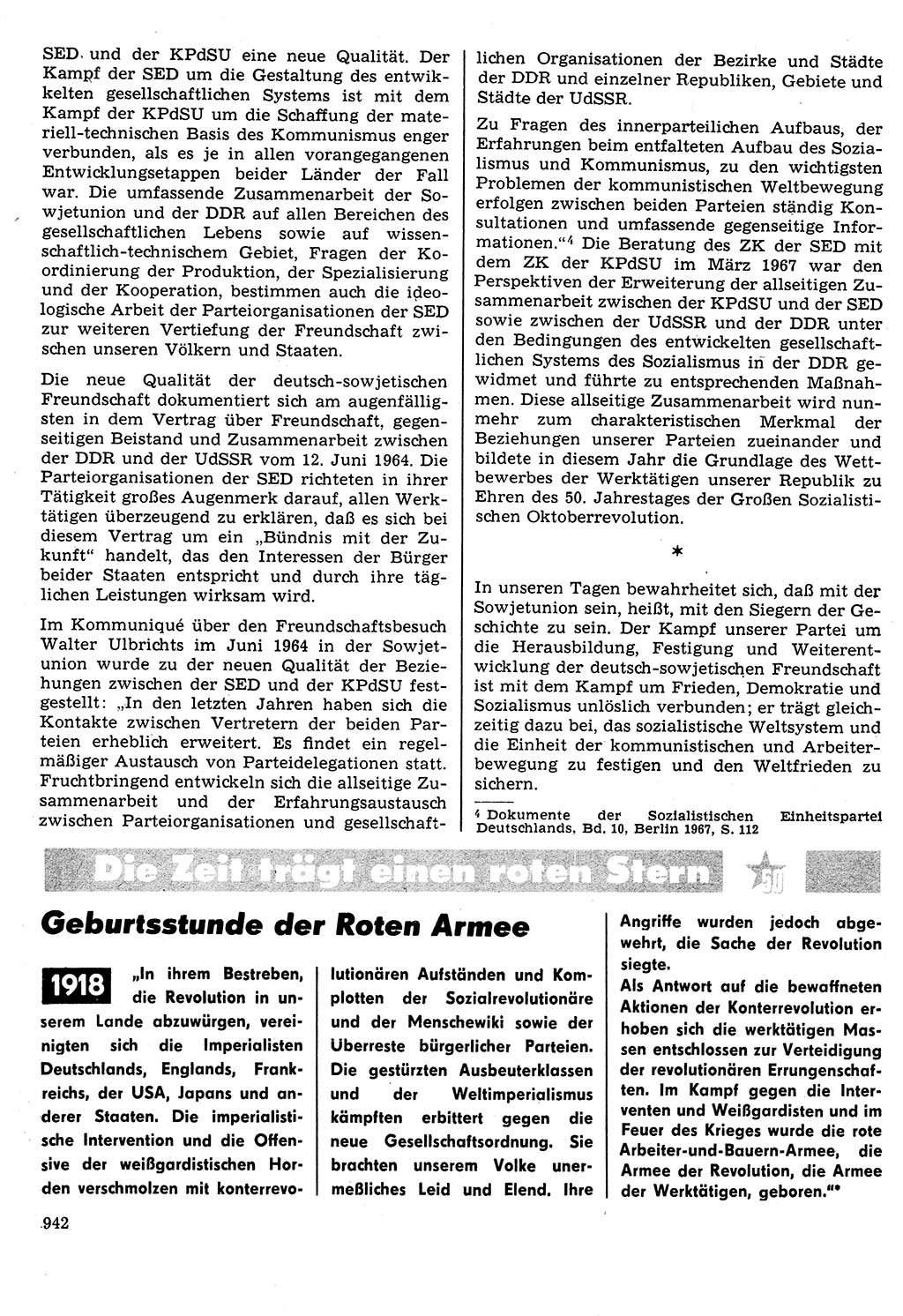 Neuer Weg (NW), Organ des Zentralkomitees (ZK) der SED (Sozialistische Einheitspartei Deutschlands) für Fragen des Parteilebens, 22. Jahrgang [Deutsche Demokratische Republik (DDR)] 1967, Seite 942 (NW ZK SED DDR 1967, S. 942)