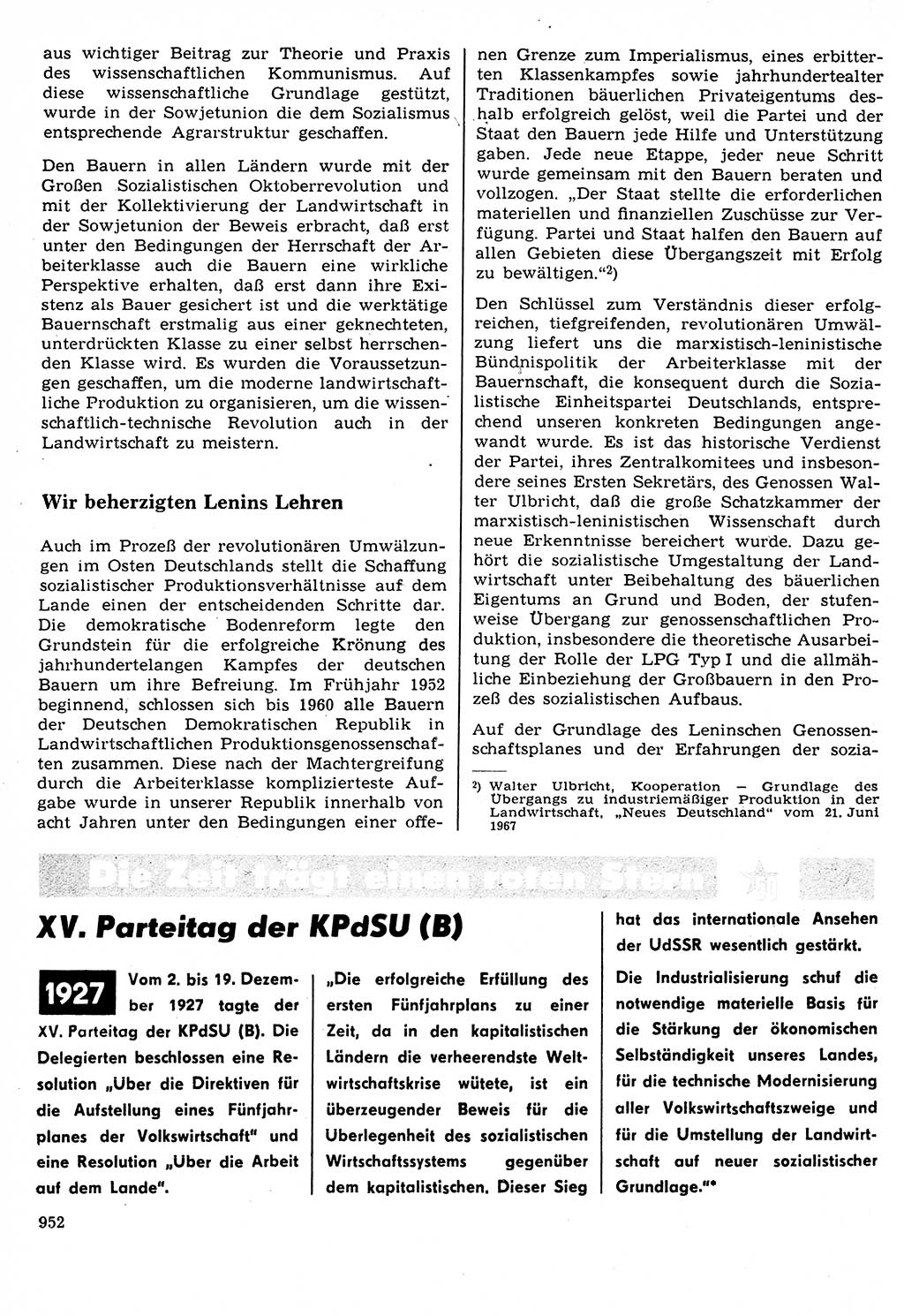 Neuer Weg (NW), Organ des Zentralkomitees (ZK) der SED (Sozialistische Einheitspartei Deutschlands) für Fragen des Parteilebens, 22. Jahrgang [Deutsche Demokratische Republik (DDR)] 1967, Seite 952 (NW ZK SED DDR 1967, S. 952)