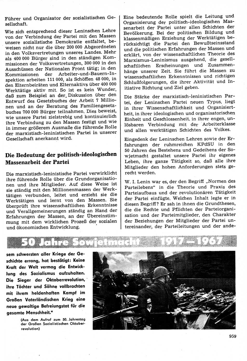 Neuer Weg (NW), Organ des Zentralkomitees (ZK) der SED (Sozialistische Einheitspartei Deutschlands) für Fragen des Parteilebens, 22. Jahrgang [Deutsche Demokratische Republik (DDR)] 1967, Seite 959 (NW ZK SED DDR 1967, S. 959)