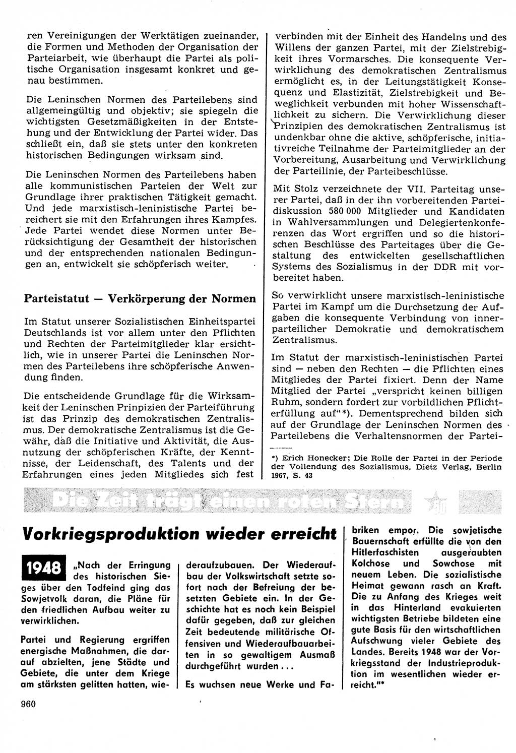 Neuer Weg (NW), Organ des Zentralkomitees (ZK) der SED (Sozialistische Einheitspartei Deutschlands) für Fragen des Parteilebens, 22. Jahrgang [Deutsche Demokratische Republik (DDR)] 1967, Seite 960 (NW ZK SED DDR 1967, S. 960)