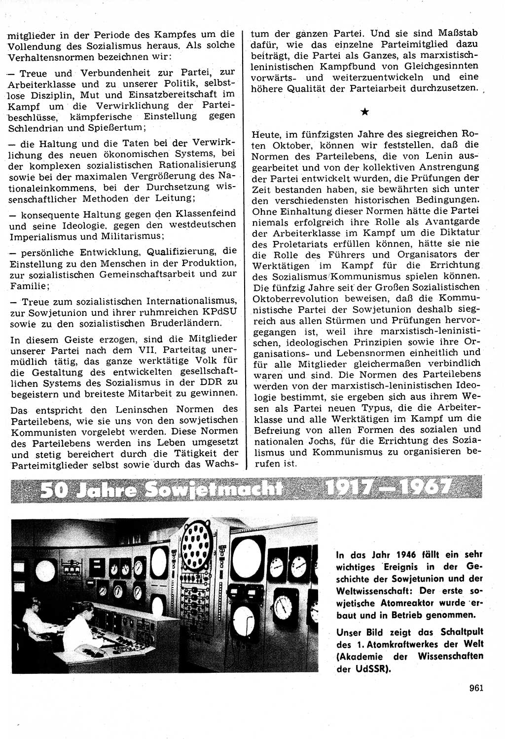 Neuer Weg (NW), Organ des Zentralkomitees (ZK) der SED (Sozialistische Einheitspartei Deutschlands) für Fragen des Parteilebens, 22. Jahrgang [Deutsche Demokratische Republik (DDR)] 1967, Seite 961 (NW ZK SED DDR 1967, S. 961)