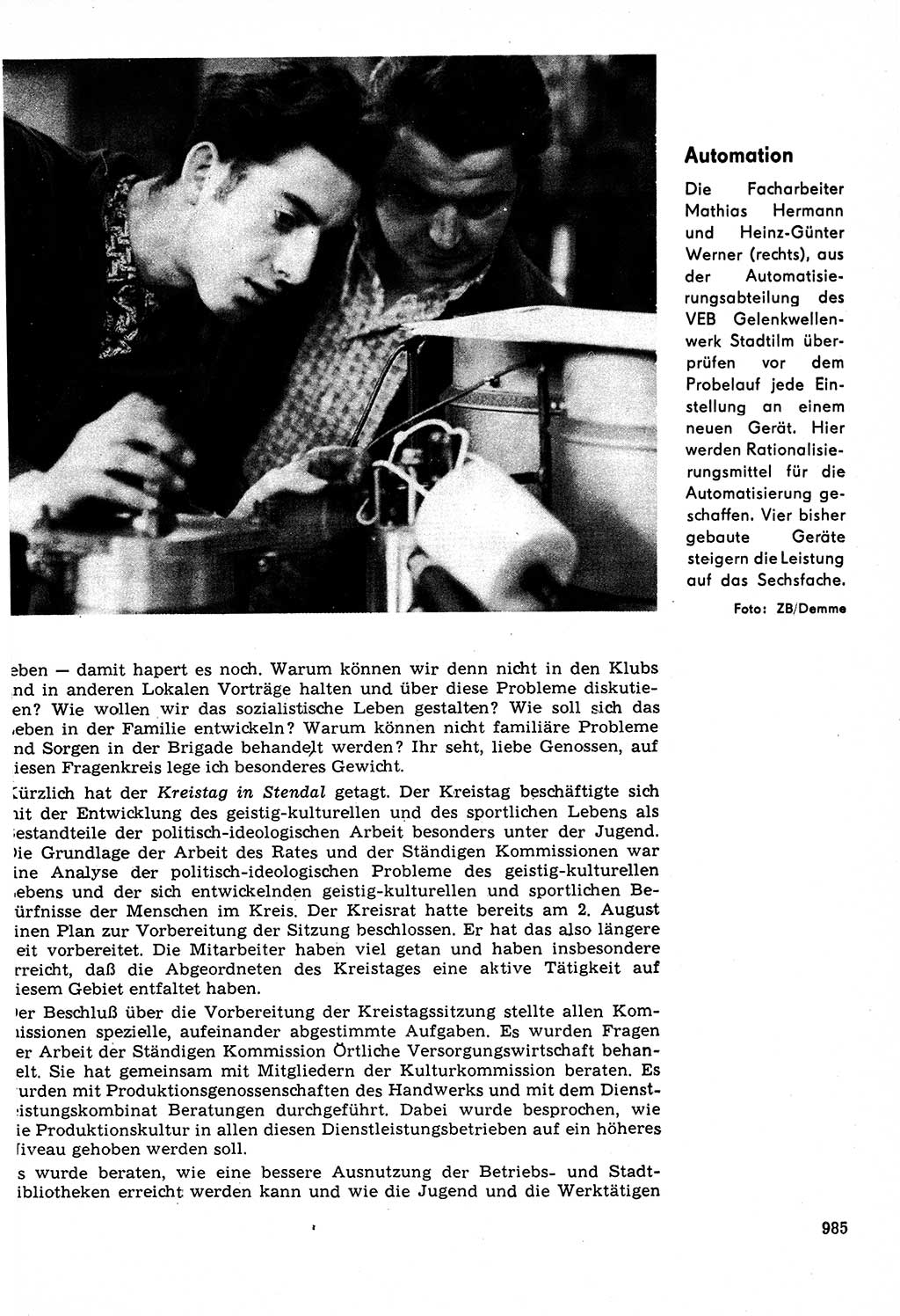 Neuer Weg (NW), Organ des Zentralkomitees (ZK) der SED (Sozialistische Einheitspartei Deutschlands) für Fragen des Parteilebens, 22. Jahrgang [Deutsche Demokratische Republik (DDR)] 1967, Seite 985 (NW ZK SED DDR 1967, S. 985)