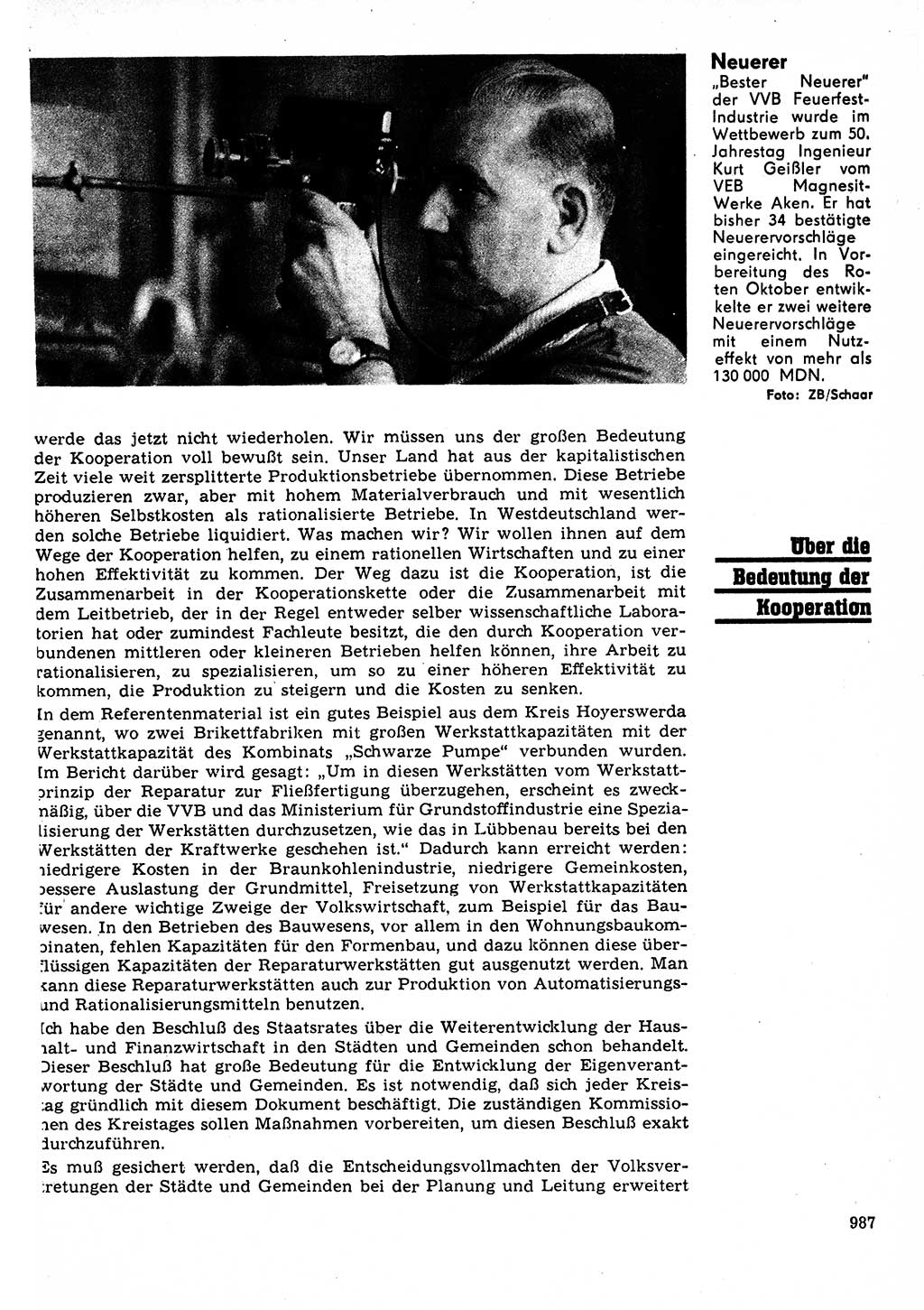 Neuer Weg (NW), Organ des Zentralkomitees (ZK) der SED (Sozialistische Einheitspartei Deutschlands) für Fragen des Parteilebens, 22. Jahrgang [Deutsche Demokratische Republik (DDR)] 1967, Seite 987 (NW ZK SED DDR 1967, S. 987)