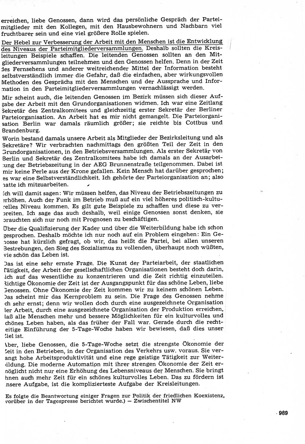 Neuer Weg (NW), Organ des Zentralkomitees (ZK) der SED (Sozialistische Einheitspartei Deutschlands) für Fragen des Parteilebens, 22. Jahrgang [Deutsche Demokratische Republik (DDR)] 1967, Seite 989 (NW ZK SED DDR 1967, S. 989)