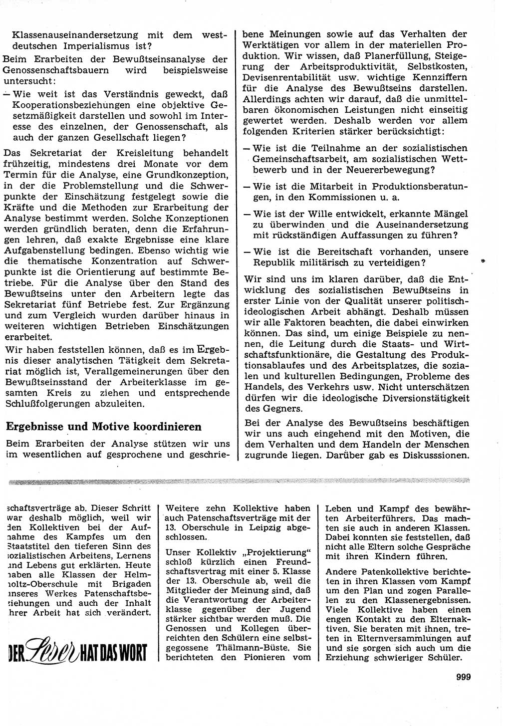 Neuer Weg (NW), Organ des Zentralkomitees (ZK) der SED (Sozialistische Einheitspartei Deutschlands) für Fragen des Parteilebens, 22. Jahrgang [Deutsche Demokratische Republik (DDR)] 1967, Seite 999 (NW ZK SED DDR 1967, S. 999)