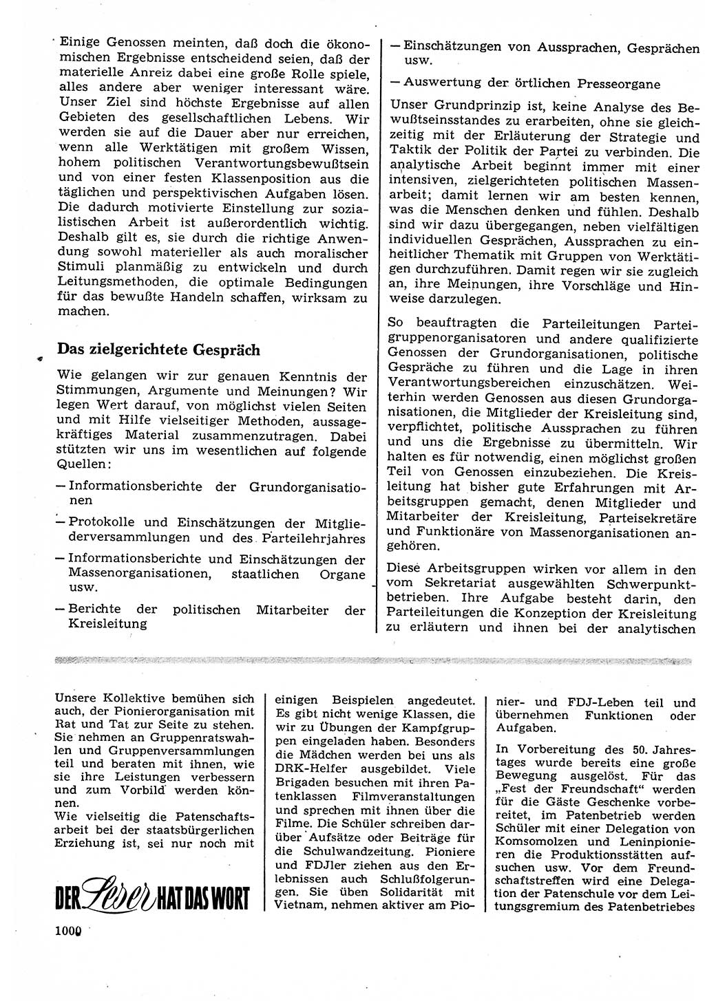 Neuer Weg (NW), Organ des Zentralkomitees (ZK) der SED (Sozialistische Einheitspartei Deutschlands) für Fragen des Parteilebens, 22. Jahrgang [Deutsche Demokratische Republik (DDR)] 1967, Seite 1000 (NW ZK SED DDR 1967, S. 1000)