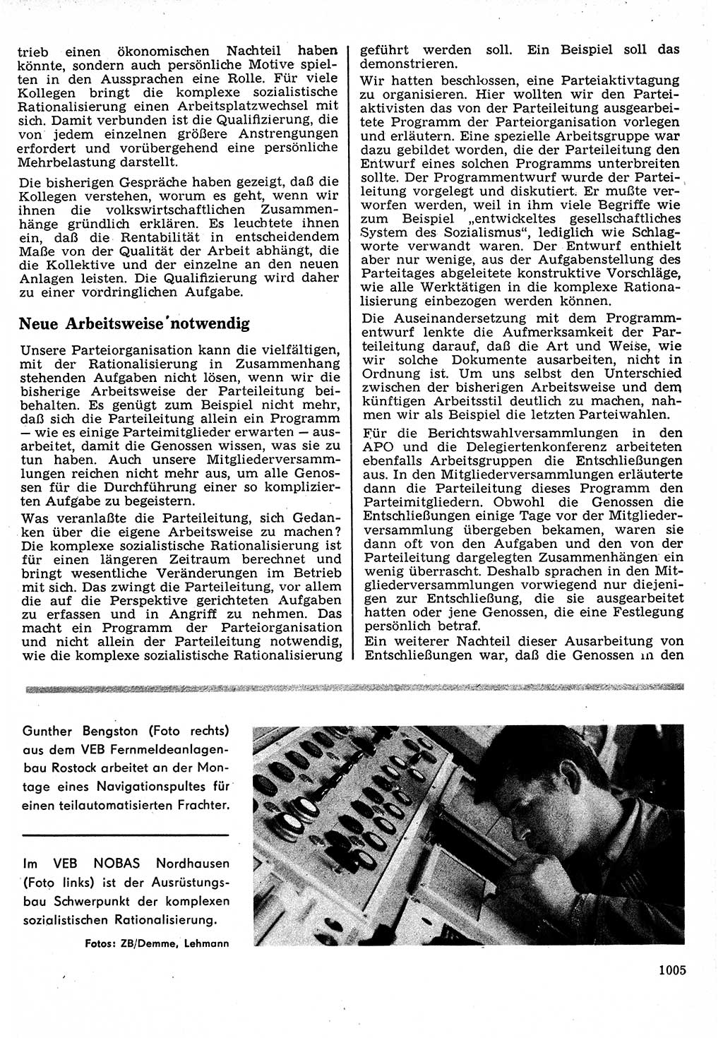 Neuer Weg (NW), Organ des Zentralkomitees (ZK) der SED (Sozialistische Einheitspartei Deutschlands) für Fragen des Parteilebens, 22. Jahrgang [Deutsche Demokratische Republik (DDR)] 1967, Seite 1005 (NW ZK SED DDR 1967, S. 1005)