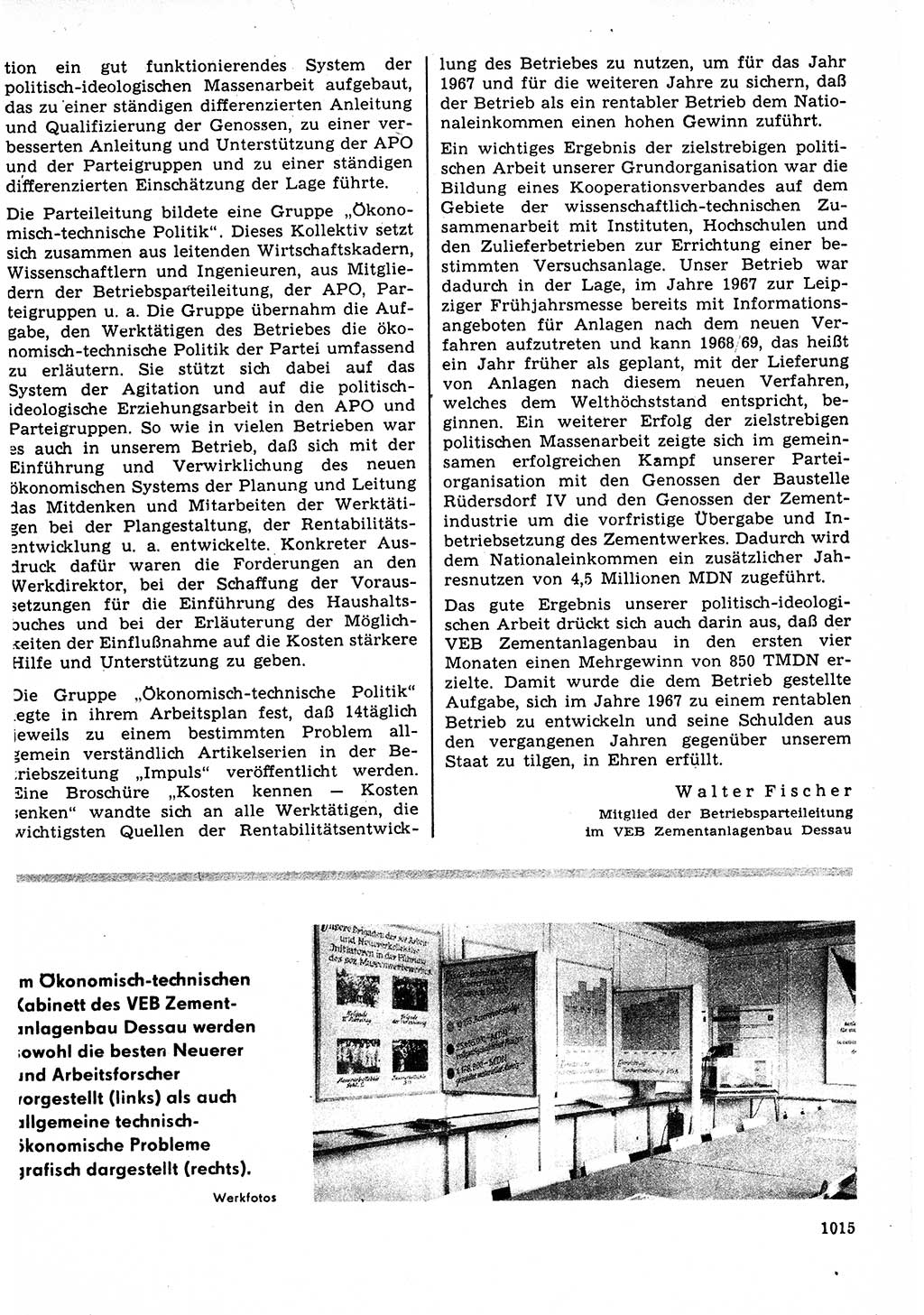 Neuer Weg (NW), Organ des Zentralkomitees (ZK) der SED (Sozialistische Einheitspartei Deutschlands) für Fragen des Parteilebens, 22. Jahrgang [Deutsche Demokratische Republik (DDR)] 1967, Seite 1015 (NW ZK SED DDR 1967, S. 1015)