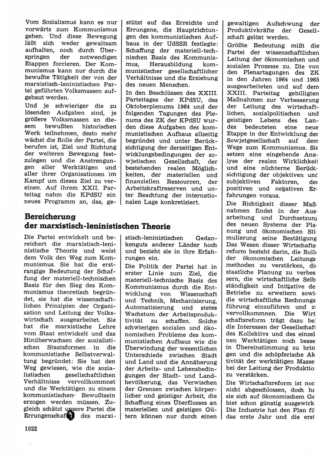 Neuer Weg (NW), Organ des Zentralkomitees (ZK) der SED (Sozialistische Einheitspartei Deutschlands) für Fragen des Parteilebens, 22. Jahrgang [Deutsche Demokratische Republik (DDR)] 1967, Seite 1022 (NW ZK SED DDR 1967, S. 1022)