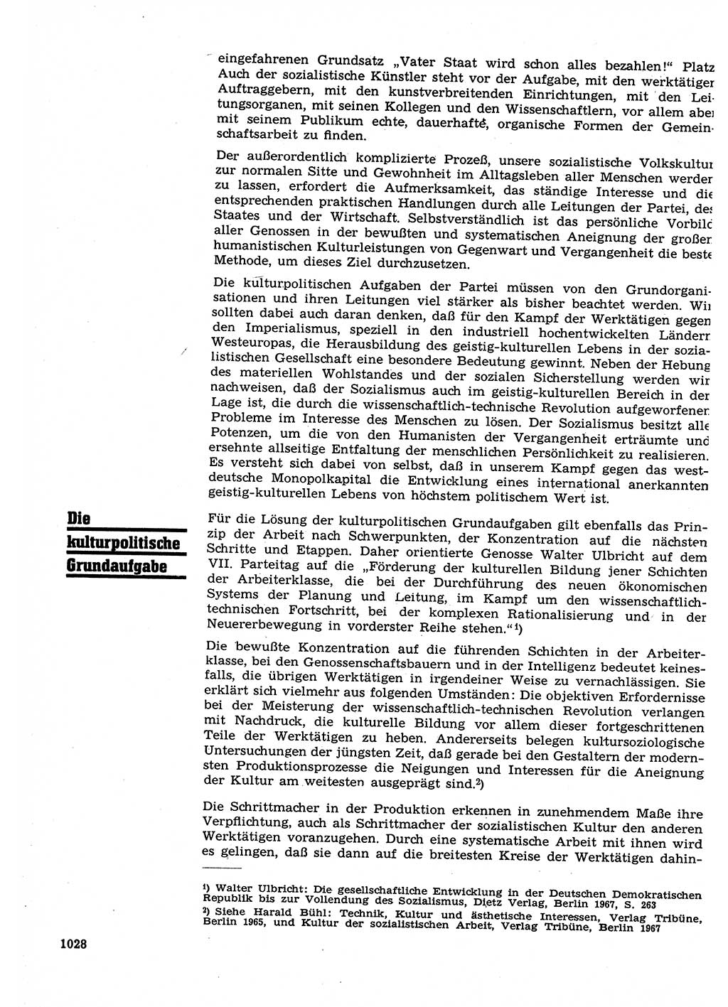 Neuer Weg (NW), Organ des Zentralkomitees (ZK) der SED (Sozialistische Einheitspartei Deutschlands) für Fragen des Parteilebens, 22. Jahrgang [Deutsche Demokratische Republik (DDR)] 1967, Seite 1028 (NW ZK SED DDR 1967, S. 1028)