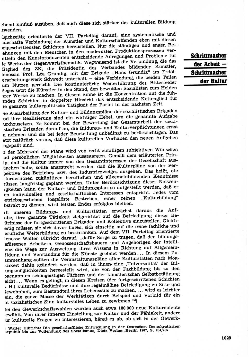 Neuer Weg (NW), Organ des Zentralkomitees (ZK) der SED (Sozialistische Einheitspartei Deutschlands) für Fragen des Parteilebens, 22. Jahrgang [Deutsche Demokratische Republik (DDR)] 1967, Seite 1029 (NW ZK SED DDR 1967, S. 1029)