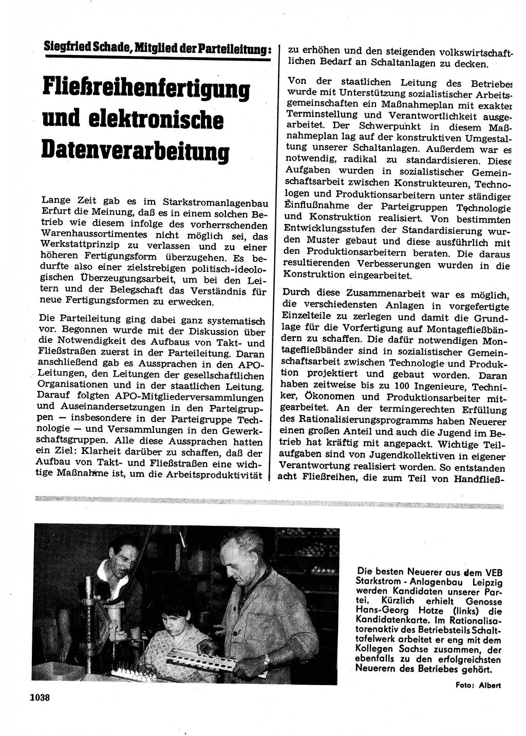 Neuer Weg (NW), Organ des Zentralkomitees (ZK) der SED (Sozialistische Einheitspartei Deutschlands) für Fragen des Parteilebens, 22. Jahrgang [Deutsche Demokratische Republik (DDR)] 1967, Seite 1038 (NW ZK SED DDR 1967, S. 1038)