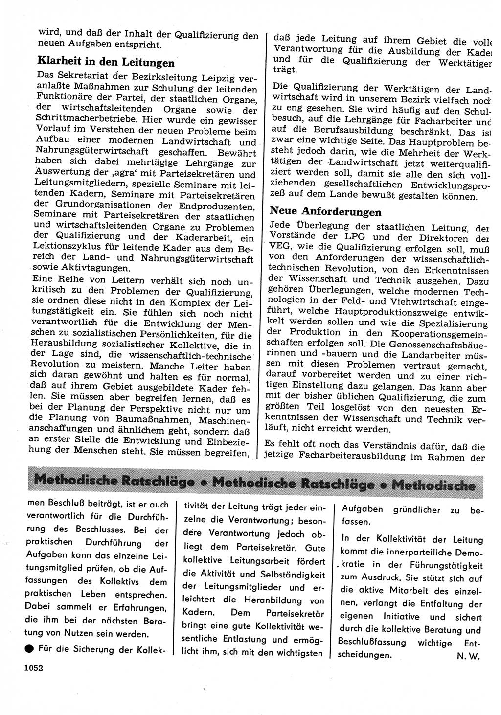 Neuer Weg (NW), Organ des Zentralkomitees (ZK) der SED (Sozialistische Einheitspartei Deutschlands) für Fragen des Parteilebens, 22. Jahrgang [Deutsche Demokratische Republik (DDR)] 1967, Seite 1052 (NW ZK SED DDR 1967, S. 1052)