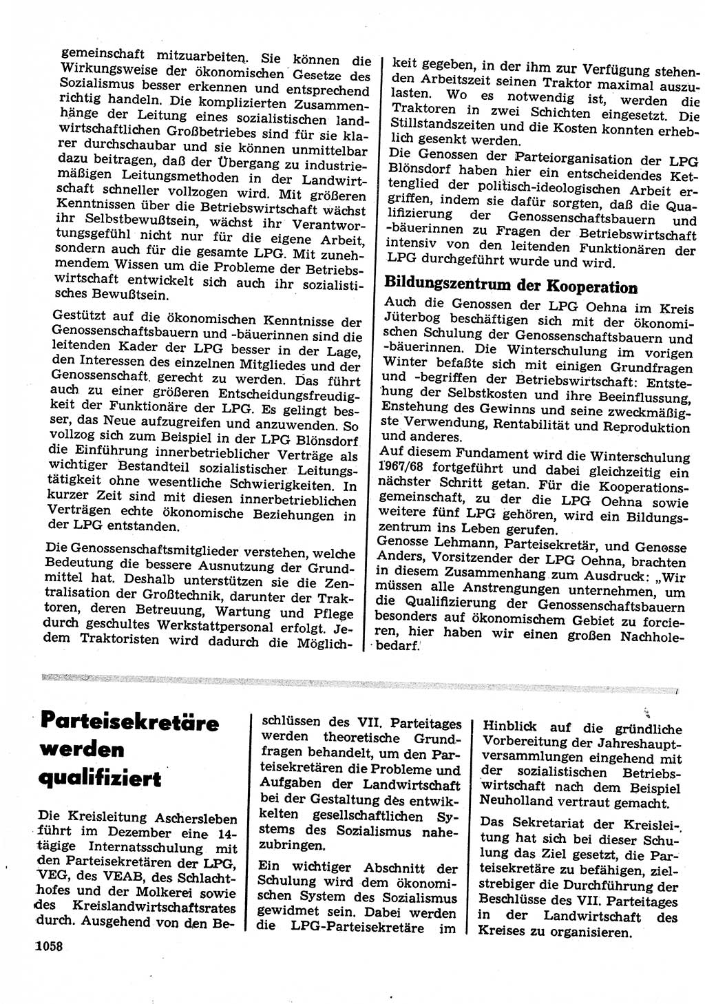 Neuer Weg (NW), Organ des Zentralkomitees (ZK) der SED (Sozialistische Einheitspartei Deutschlands) für Fragen des Parteilebens, 22. Jahrgang [Deutsche Demokratische Republik (DDR)] 1967, Seite 1058 (NW ZK SED DDR 1967, S. 1058)