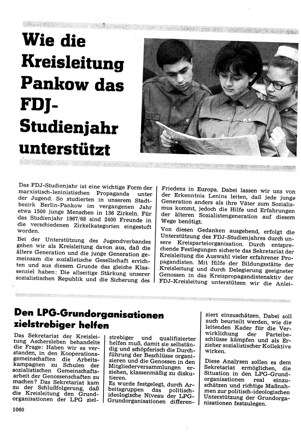 Neuer Weg (NW), Organ des Zentralkomitees (ZK) der SED (Sozialistische Einheitspartei Deutschlands) für Fragen des Parteilebens, 22. Jahrgang [Deutsche Demokratische Republik (DDR)] 1967, Seite 1060 (NW ZK SED DDR 1967, S. 1060)