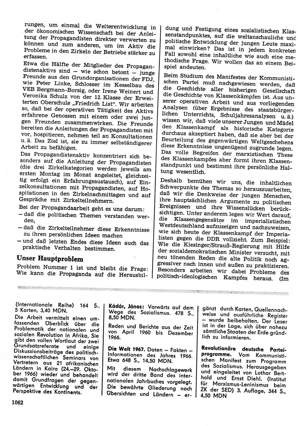 Neuer Weg (NW), Organ des Zentralkomitees (ZK) der SED (Sozialistische Einheitspartei Deutschlands) für Fragen des Parteilebens, 22. Jahrgang [Deutsche Demokratische Republik (DDR)] 1967, Seite 1062 (NW ZK SED DDR 1967, S. 1062)
