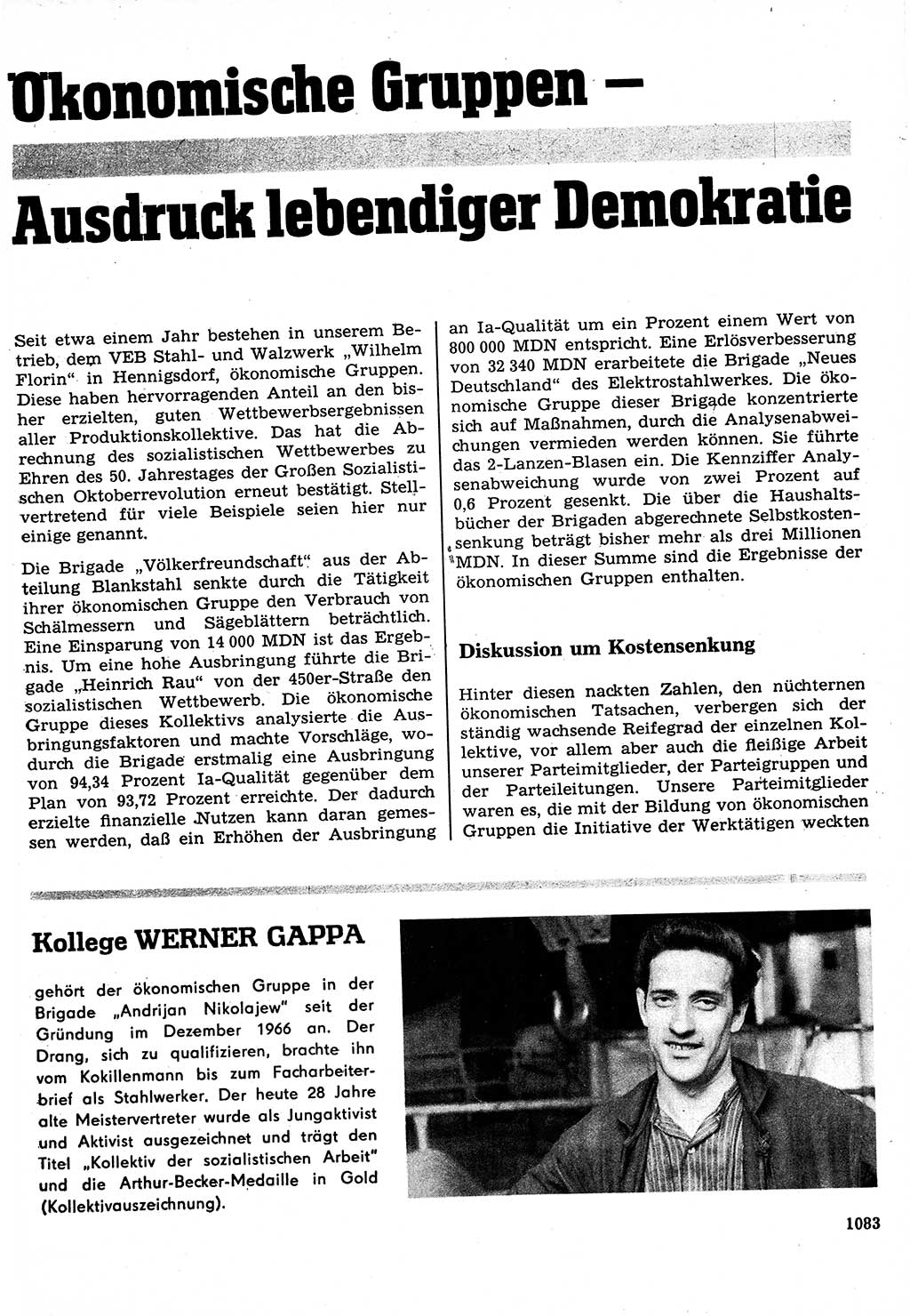 Neuer Weg (NW), Organ des Zentralkomitees (ZK) der SED (Sozialistische Einheitspartei Deutschlands) für Fragen des Parteilebens, 22. Jahrgang [Deutsche Demokratische Republik (DDR)] 1967, Seite 1083 (NW ZK SED DDR 1967, S. 1083)