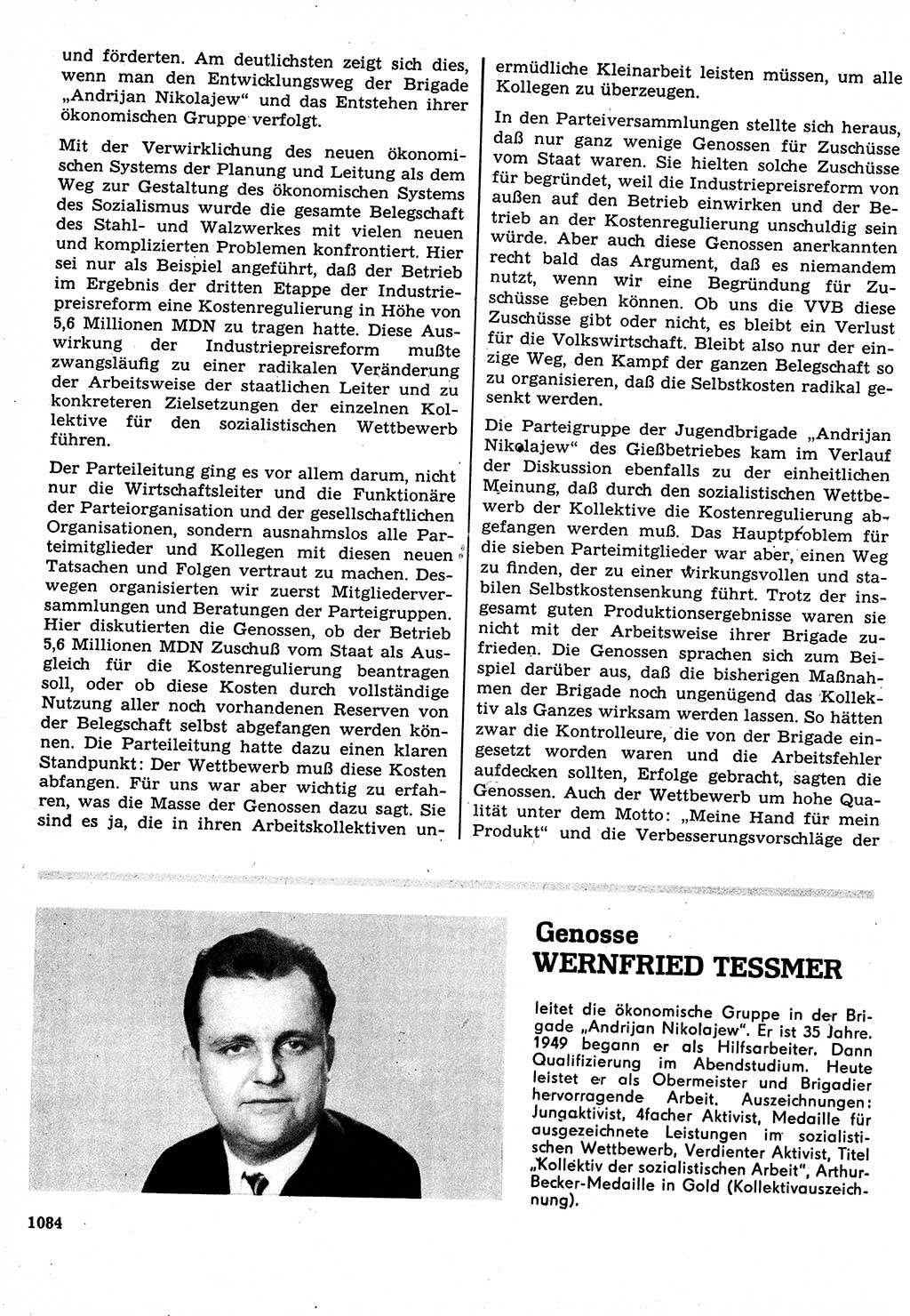 Neuer Weg (NW), Organ des Zentralkomitees (ZK) der SED (Sozialistische Einheitspartei Deutschlands) für Fragen des Parteilebens, 22. Jahrgang [Deutsche Demokratische Republik (DDR)] 1967, Seite 1084 (NW ZK SED DDR 1967, S. 1084)