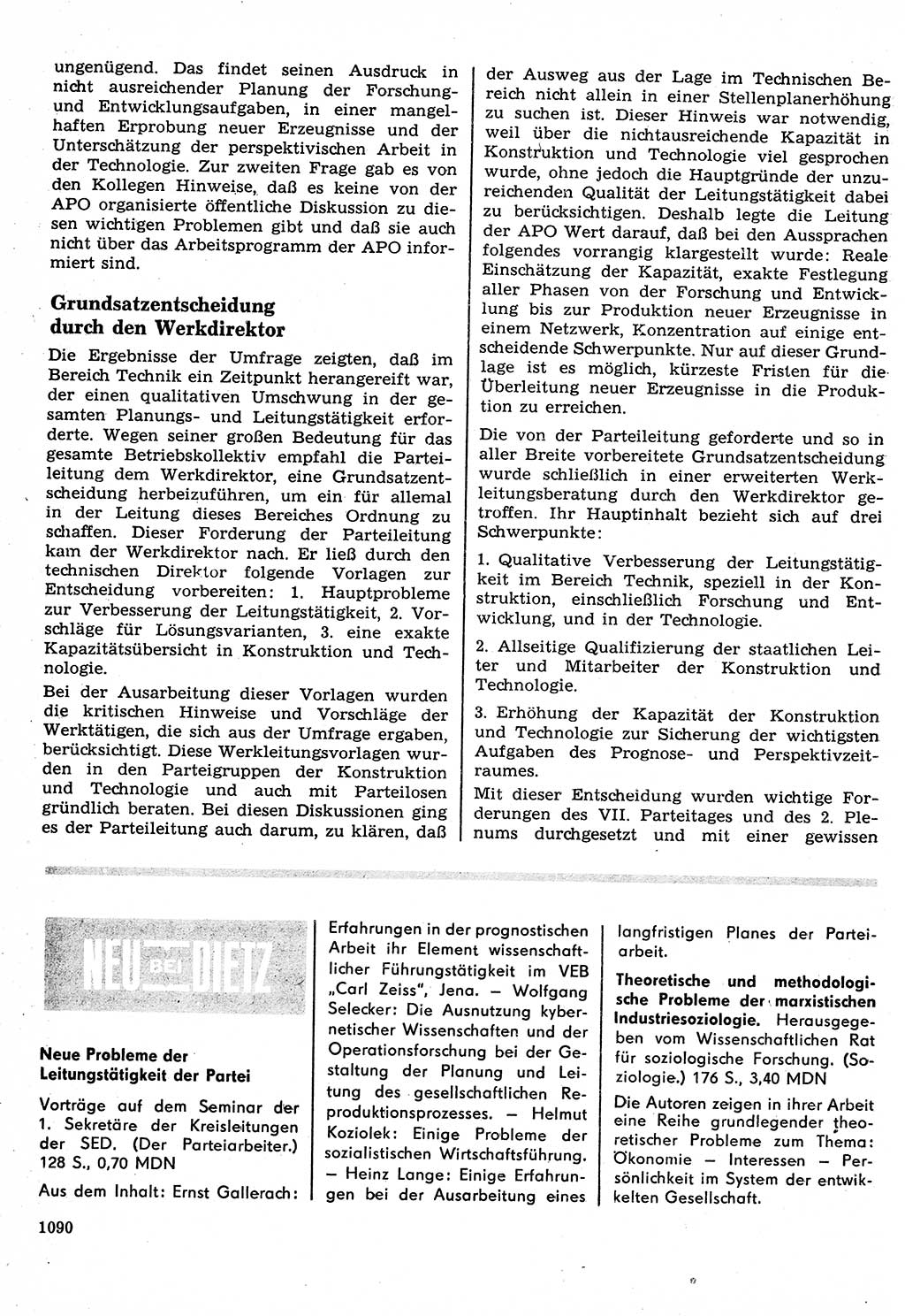Neuer Weg (NW), Organ des Zentralkomitees (ZK) der SED (Sozialistische Einheitspartei Deutschlands) für Fragen des Parteilebens, 22. Jahrgang [Deutsche Demokratische Republik (DDR)] 1967, Seite 1090 (NW ZK SED DDR 1967, S. 1090)