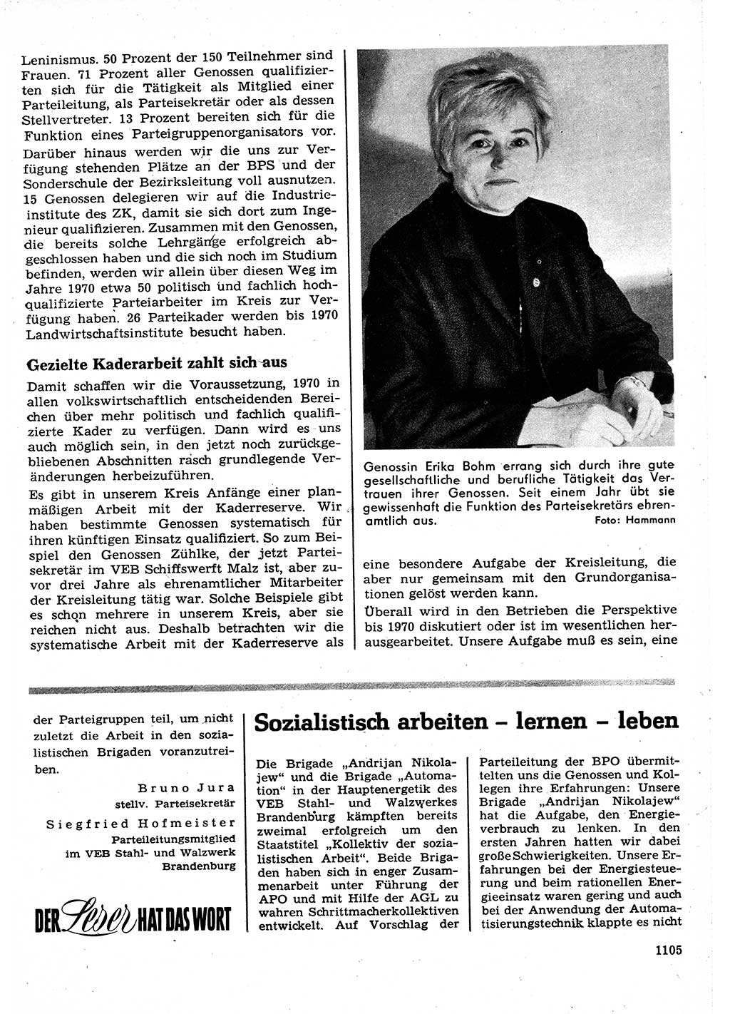 Neuer Weg (NW), Organ des Zentralkomitees (ZK) der SED (Sozialistische Einheitspartei Deutschlands) für Fragen des Parteilebens, 22. Jahrgang [Deutsche Demokratische Republik (DDR)] 1967, Seite 1105 (NW ZK SED DDR 1967, S. 1105)