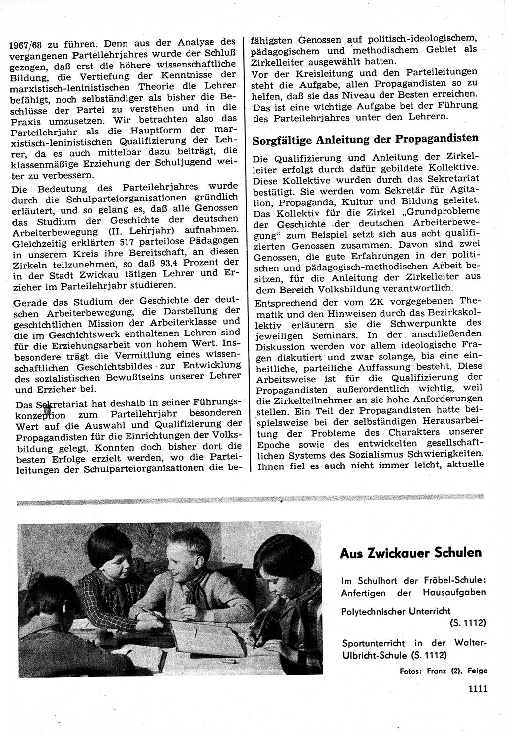 Neuer Weg (NW), Organ des Zentralkomitees (ZK) der SED (Sozialistische Einheitspartei Deutschlands) für Fragen des Parteilebens, 22. Jahrgang [Deutsche Demokratische Republik (DDR)] 1967, Seite 1111 (NW ZK SED DDR 1967, S. 1111)