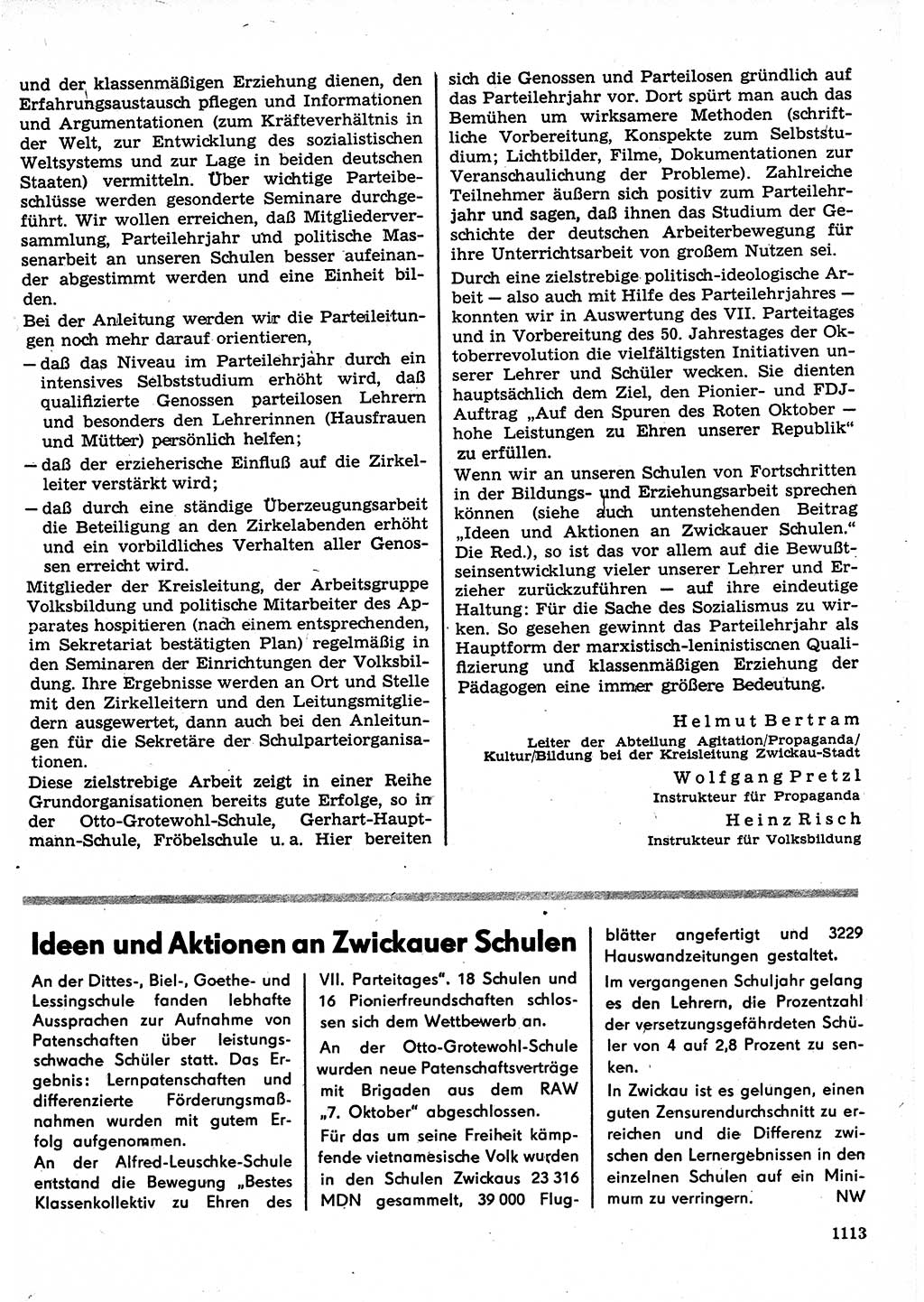 Neuer Weg (NW), Organ des Zentralkomitees (ZK) der SED (Sozialistische Einheitspartei Deutschlands) für Fragen des Parteilebens, 22. Jahrgang [Deutsche Demokratische Republik (DDR)] 1967, Seite 1113 (NW ZK SED DDR 1967, S. 1113)