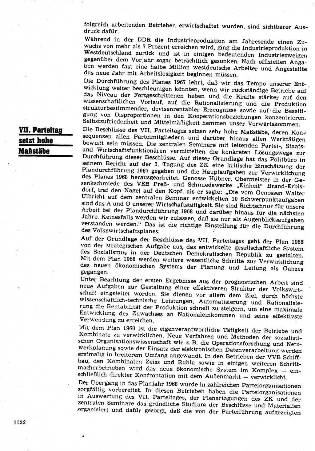 Neuer Weg (NW), Organ des Zentralkomitees (ZK) der SED (Sozialistische Einheitspartei Deutschlands) für Fragen des Parteilebens, 22. Jahrgang [Deutsche Demokratische Republik (DDR)] 1967, Seite 1122 (NW ZK SED DDR 1967, S. 1122)