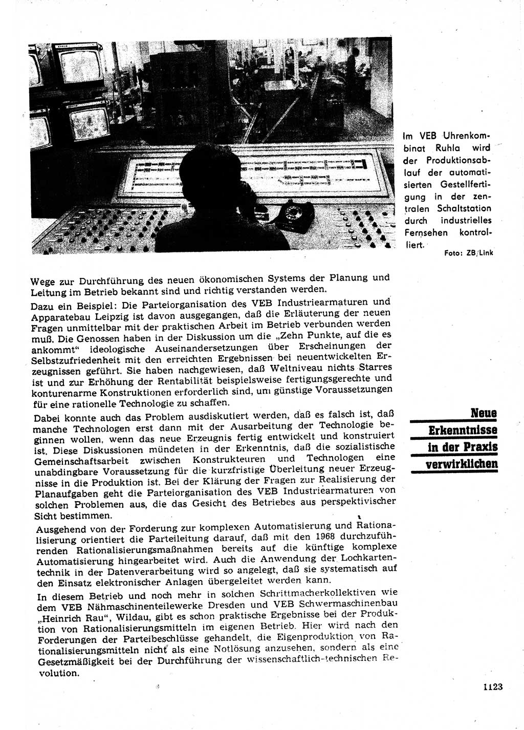 Neuer Weg (NW), Organ des Zentralkomitees (ZK) der SED (Sozialistische Einheitspartei Deutschlands) für Fragen des Parteilebens, 22. Jahrgang [Deutsche Demokratische Republik (DDR)] 1967, Seite 1123 (NW ZK SED DDR 1967, S. 1123)