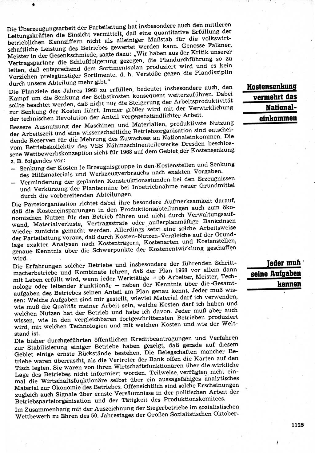 Neuer Weg (NW), Organ des Zentralkomitees (ZK) der SED (Sozialistische Einheitspartei Deutschlands) für Fragen des Parteilebens, 22. Jahrgang [Deutsche Demokratische Republik (DDR)] 1967, Seite 1125 (NW ZK SED DDR 1967, S. 1125)