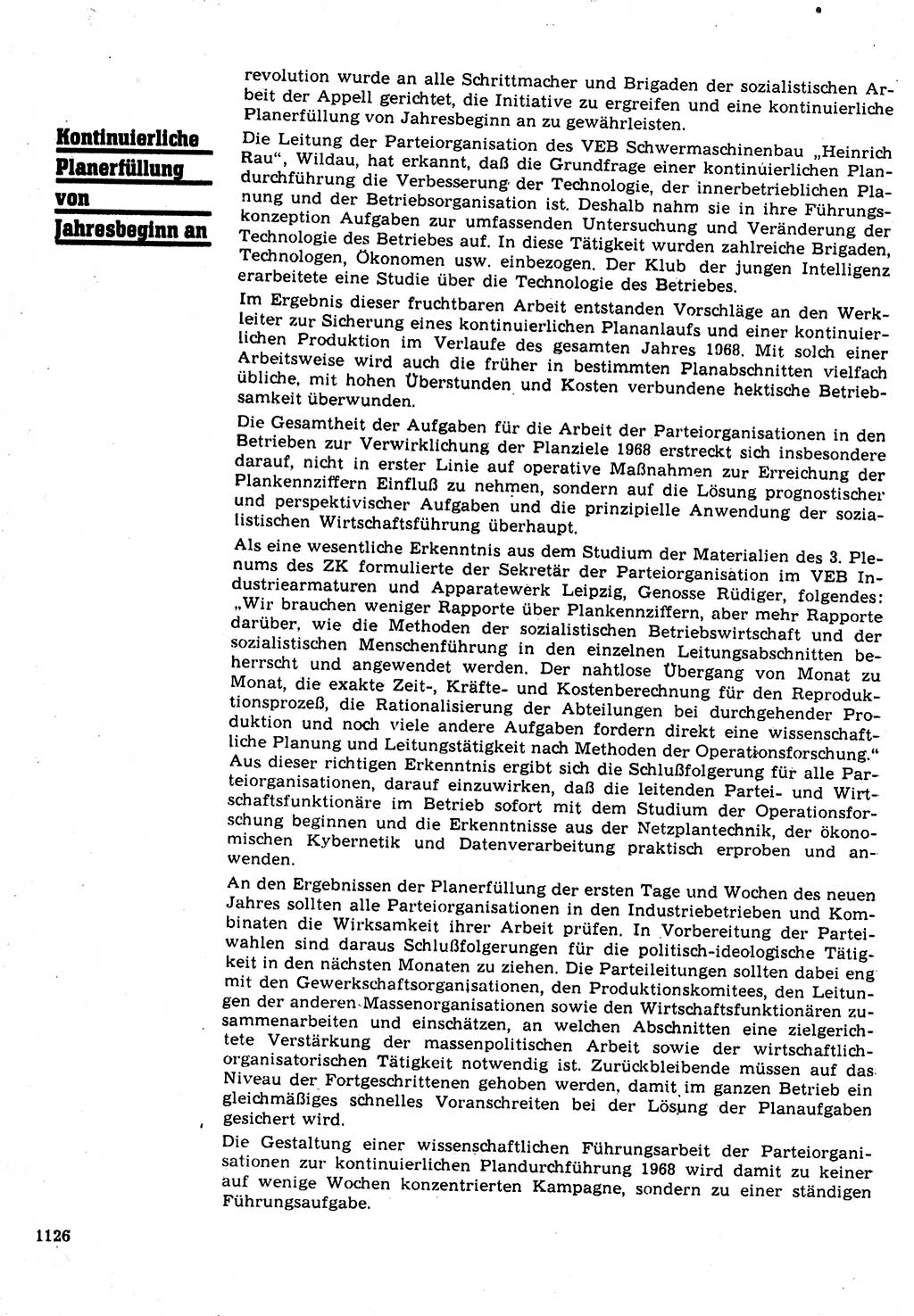 Neuer Weg (NW), Organ des Zentralkomitees (ZK) der SED (Sozialistische Einheitspartei Deutschlands) für Fragen des Parteilebens, 22. Jahrgang [Deutsche Demokratische Republik (DDR)] 1967, Seite 1126 (NW ZK SED DDR 1967, S. 1126)