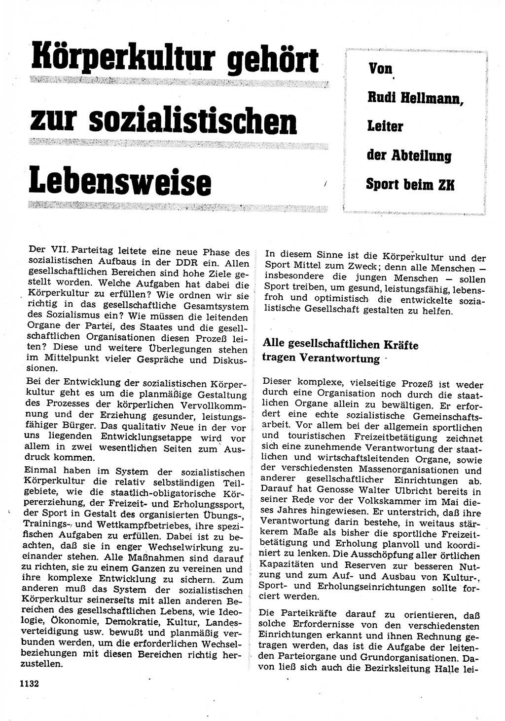 Neuer Weg (NW), Organ des Zentralkomitees (ZK) der SED (Sozialistische Einheitspartei Deutschlands) für Fragen des Parteilebens, 22. Jahrgang [Deutsche Demokratische Republik (DDR)] 1967, Seite 1132 (NW ZK SED DDR 1967, S. 1132)