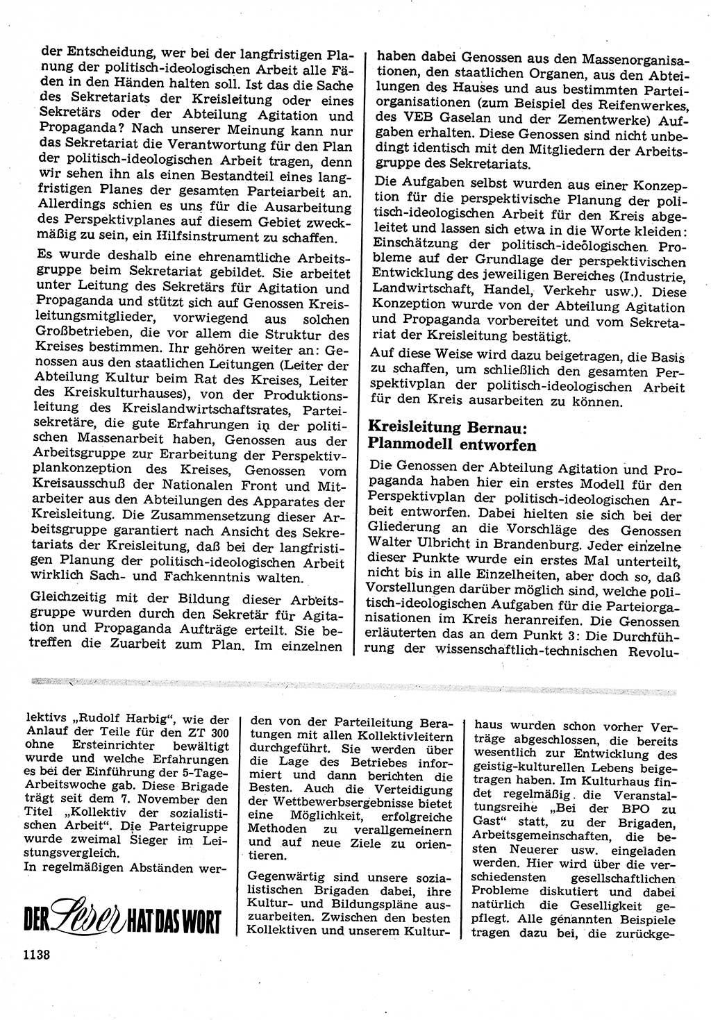 Neuer Weg (NW), Organ des Zentralkomitees (ZK) der SED (Sozialistische Einheitspartei Deutschlands) für Fragen des Parteilebens, 22. Jahrgang [Deutsche Demokratische Republik (DDR)] 1967, Seite 1138 (NW ZK SED DDR 1967, S. 1138)